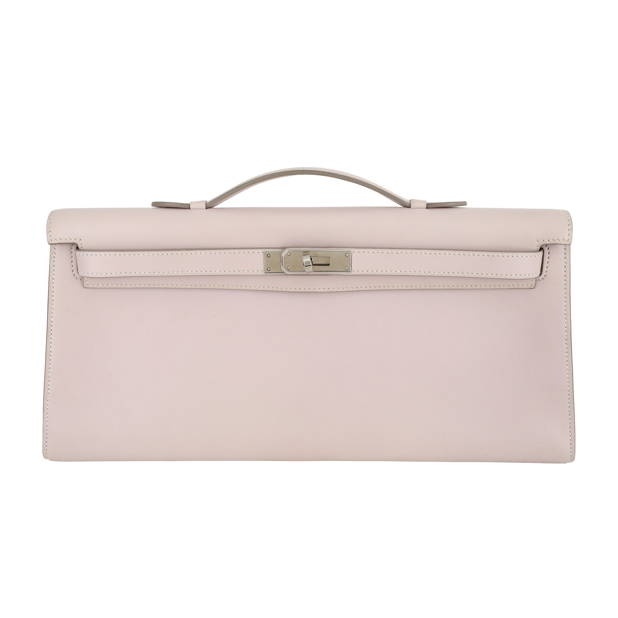 Geantă Hermes, model Kelly Pochette, din piele, culoare ecru 