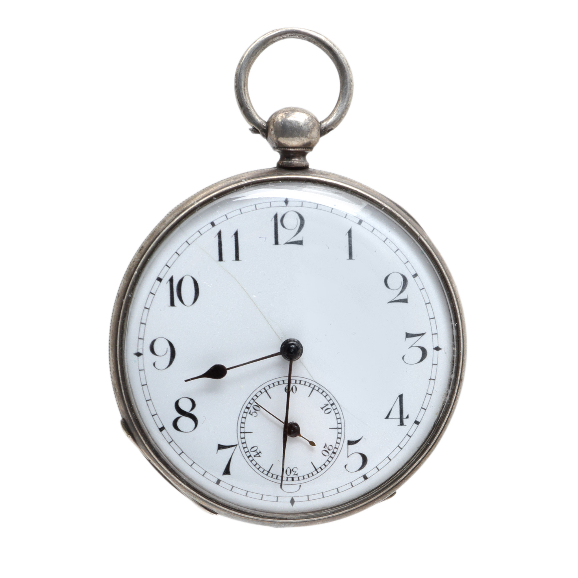 Ceas Vacheron Constantin, din argint, de buzunar, decorat cu heraldică cu cartuș monogramabil, însoțit de lanț din argint și cheie de armare