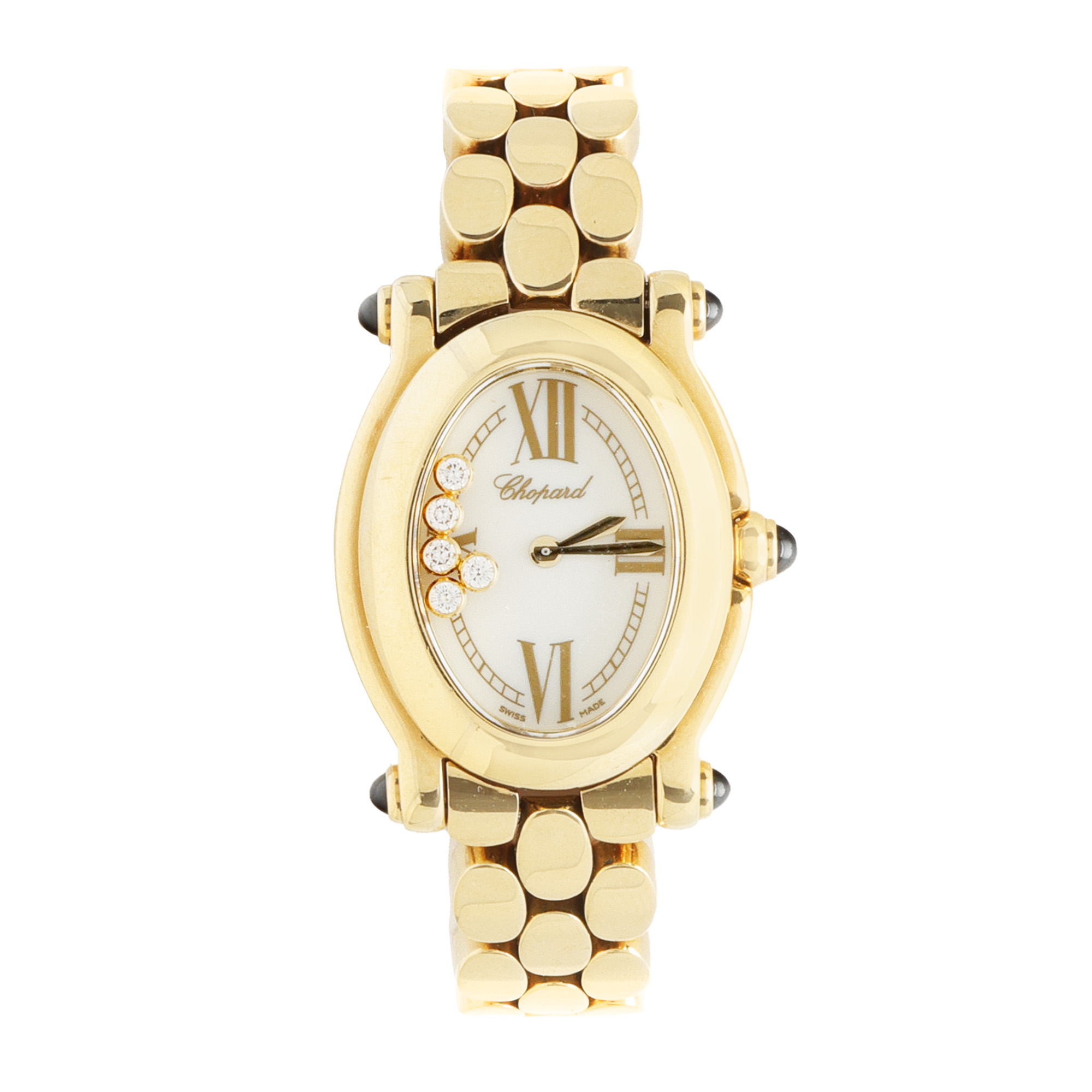 Chopard Happy Sport Oval Watch, made of gold, decorated with diamonds, hand-held, for ladies, accompanied by original box, brochure and service book