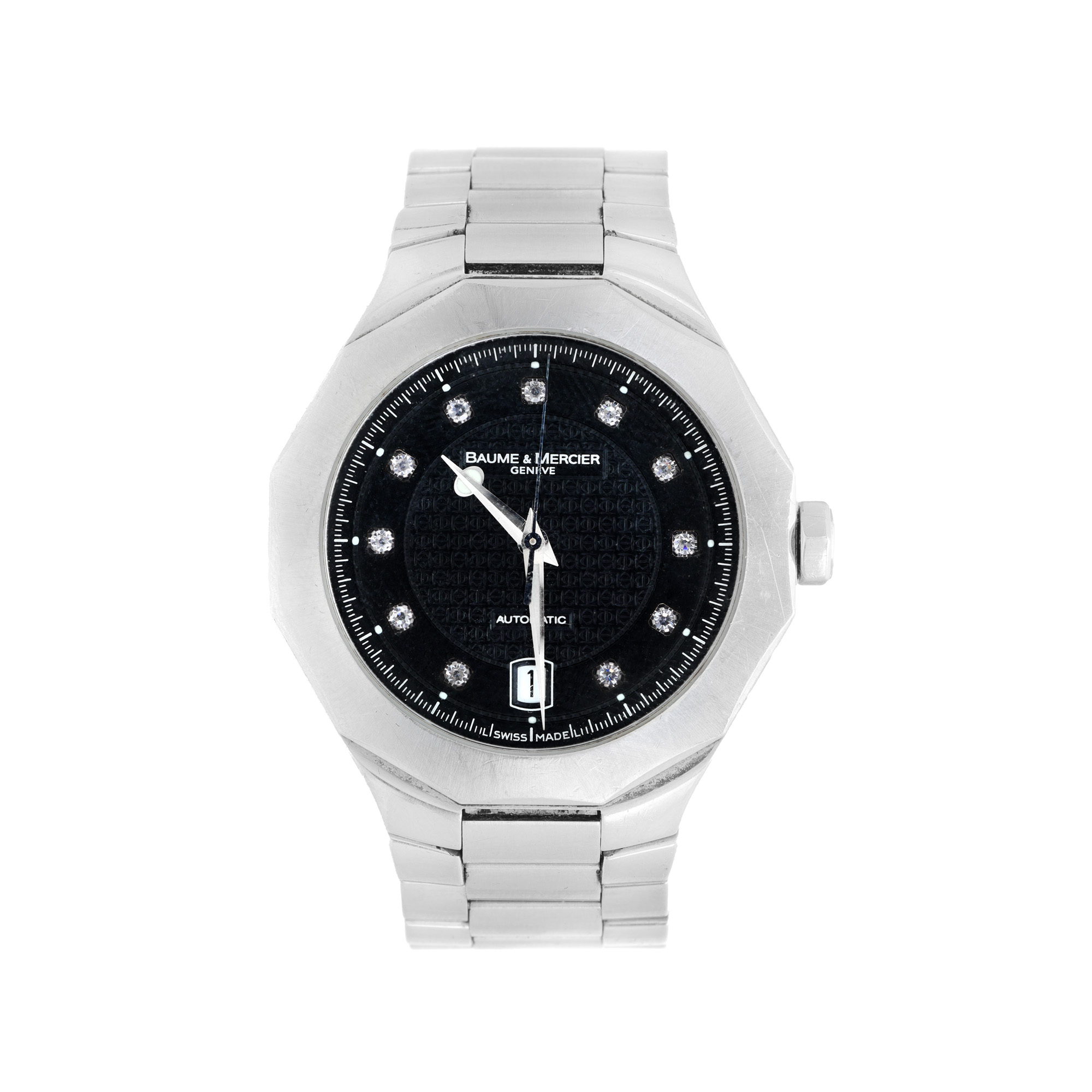 Ceas Baume & Mercier Riviera, cu diamante, de mână, unisex, însoțit de cutia originală