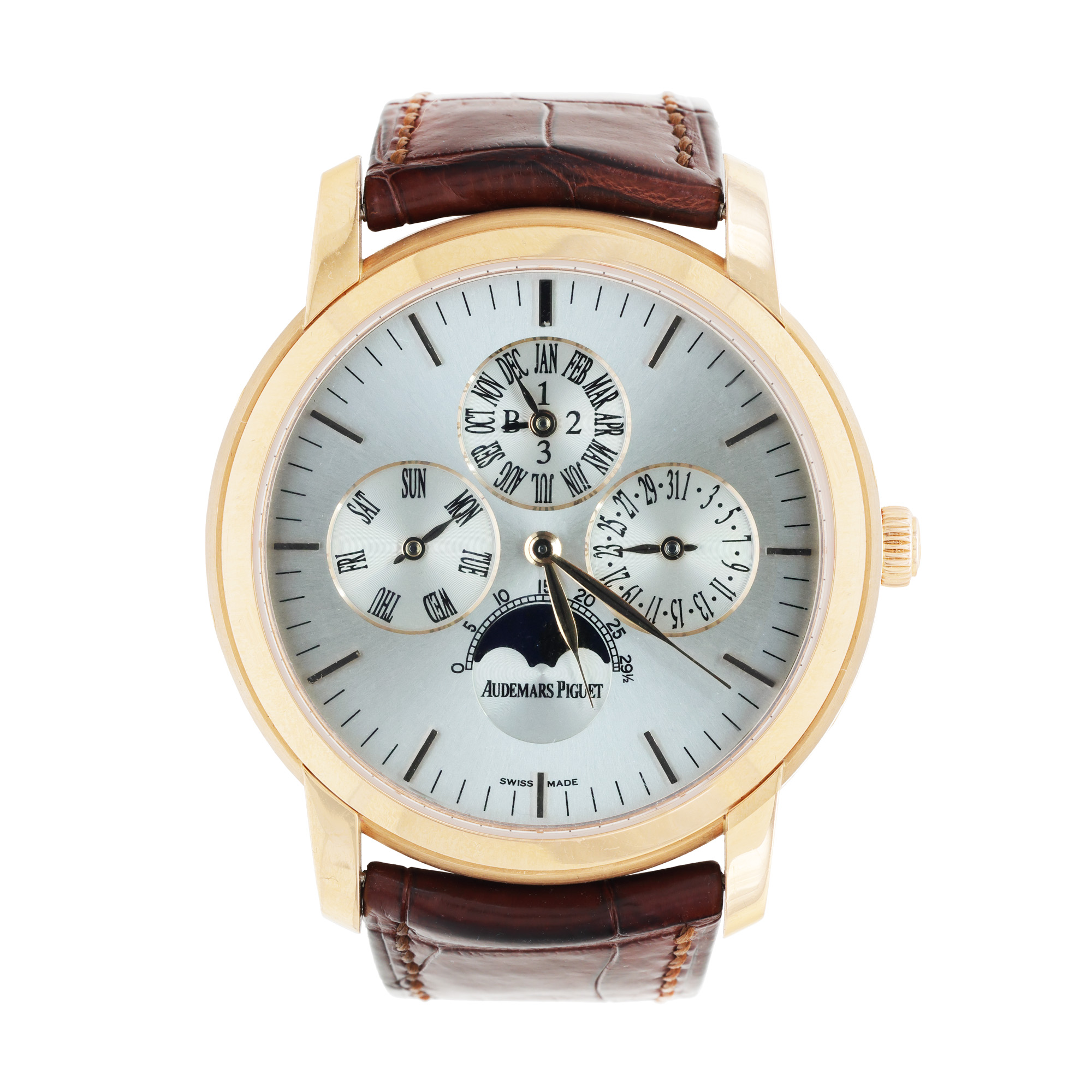 Ceas Audemars Piguet Perpetual Calendar Moonphase, din aur roz, de mână, bărbătesc