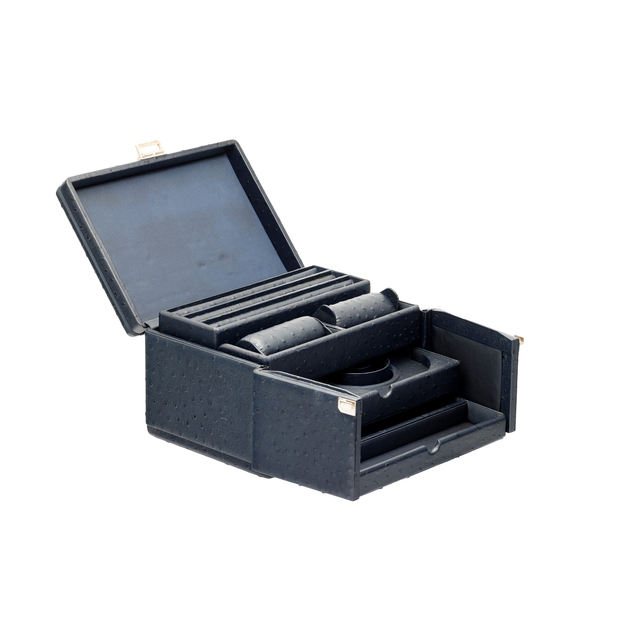 Treasure Storage Box for Jewelry Scatola del Tempo, made of ostrich leather, accompanied by the original box