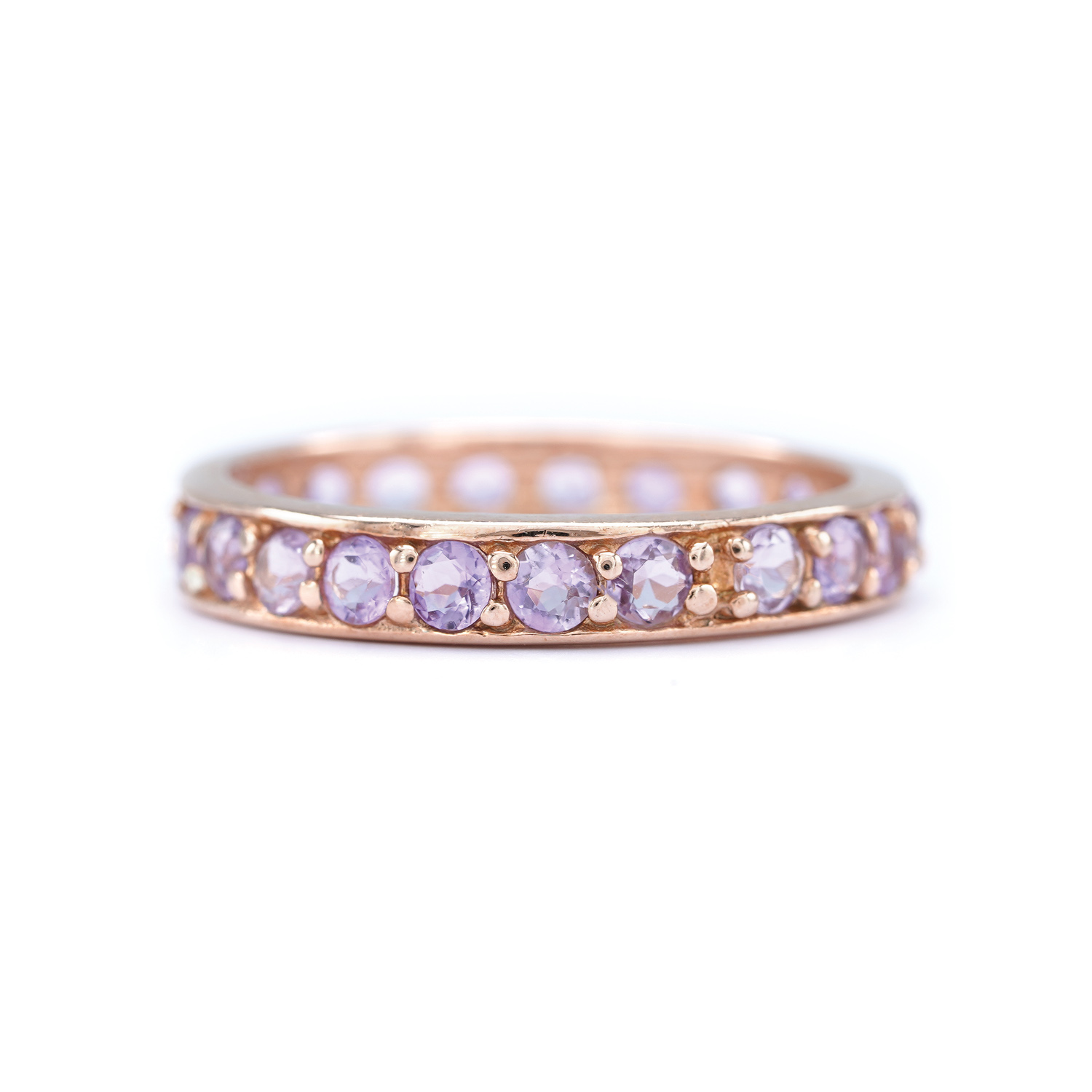Gold-plated silver ring, adorned with amethysts