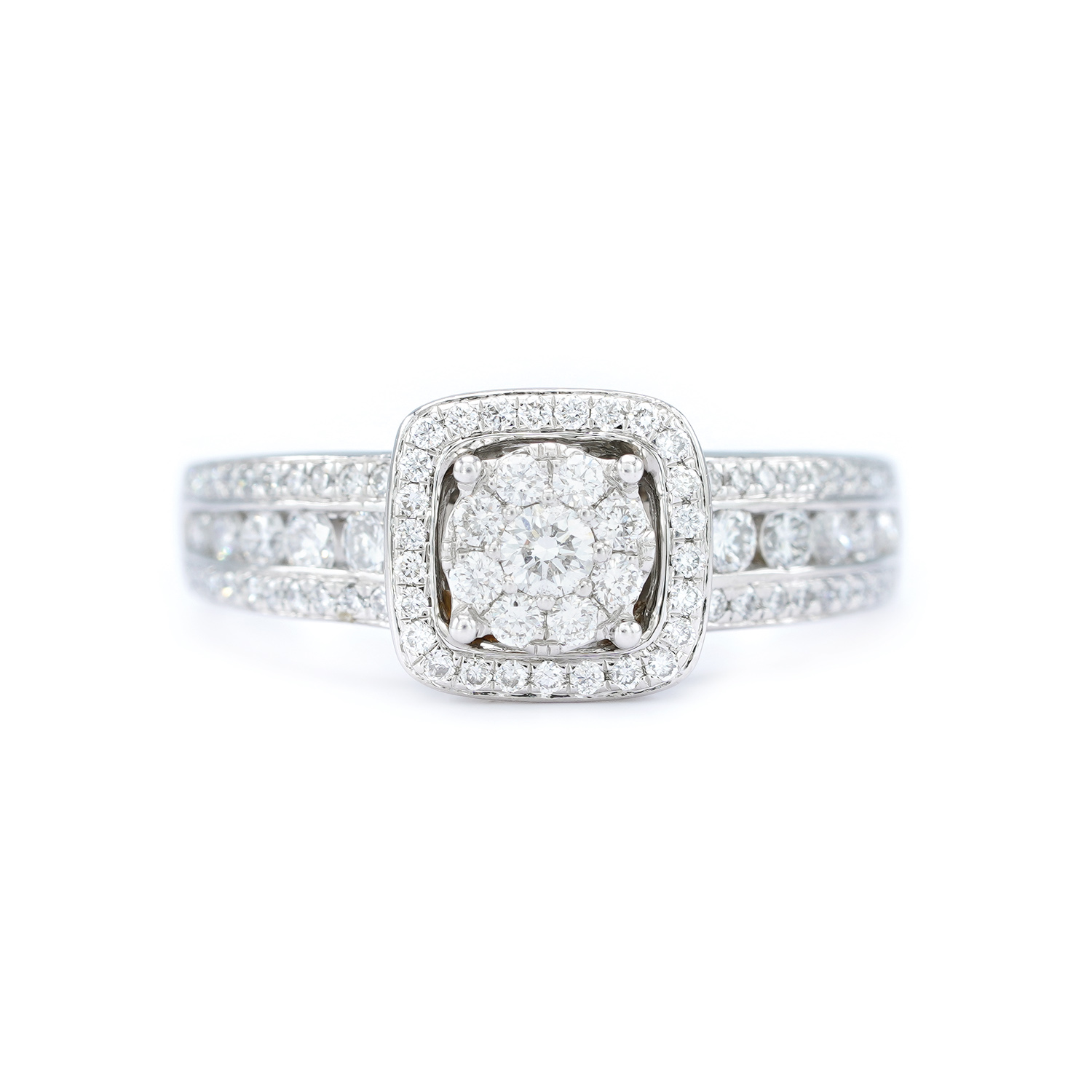White Gold Ring Decorated with Diamonds