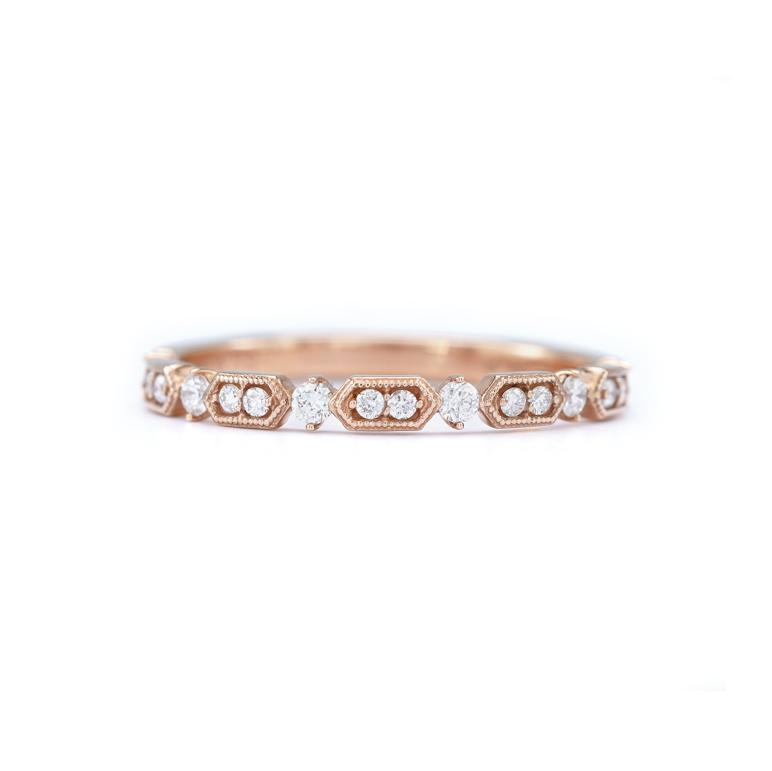 Pink Gold Ring Adorned with Diamonds