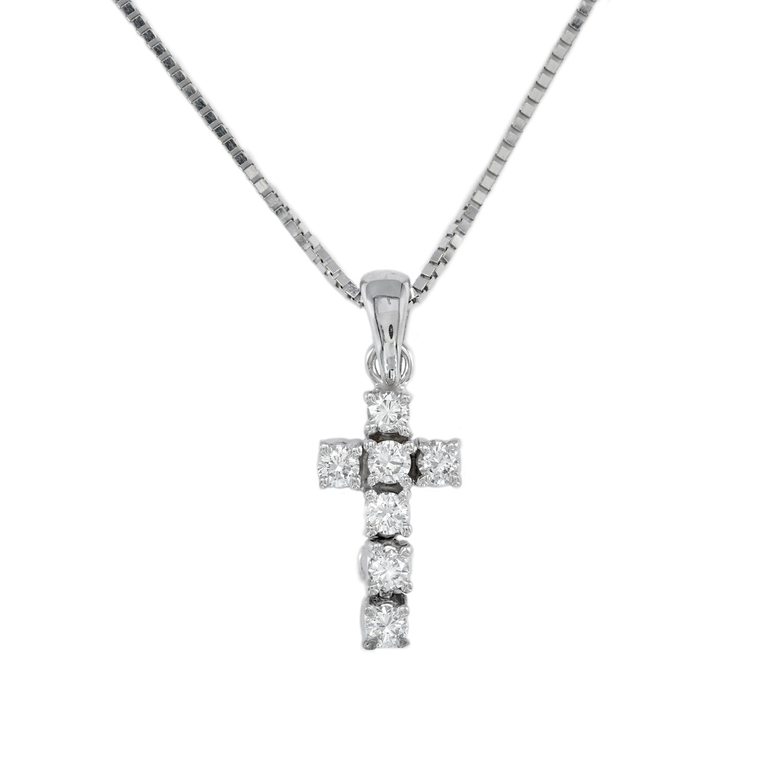 White Gold Pendant Necklace, Decorated with Diamonds