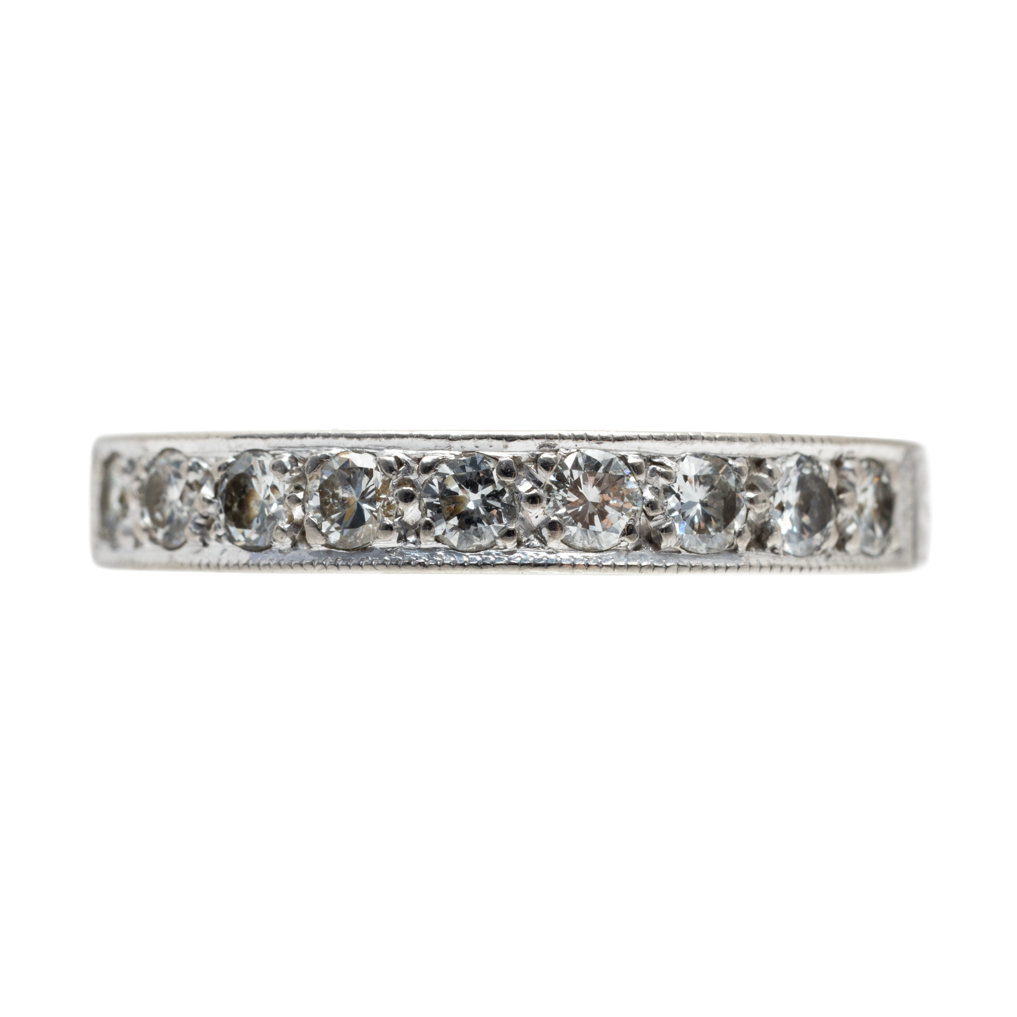 White gold ring in Art Nouveau style, decorated with diamonds