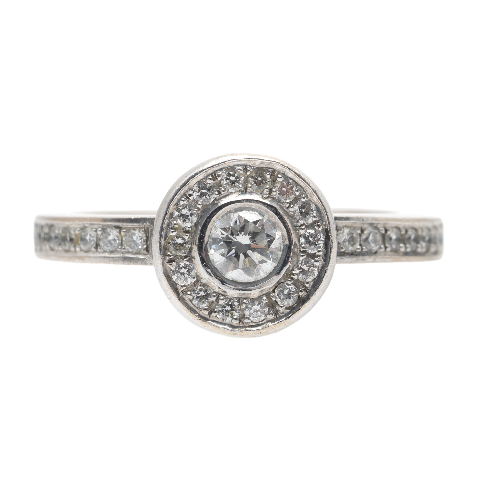 White gold ring, decorated with diamonds