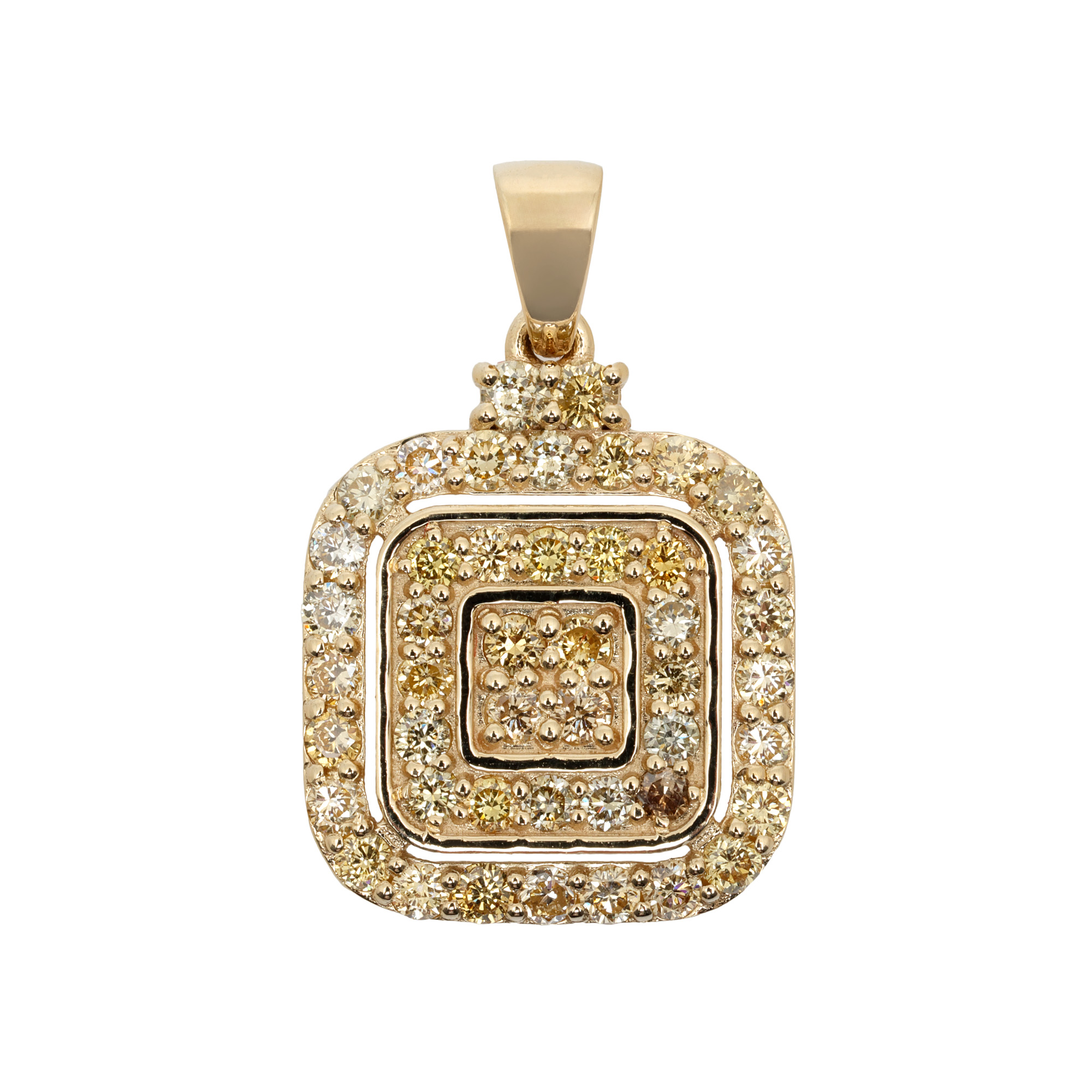 Gold pendant, decorated with a multitude of diamonds, accompanied by an Antwerp gemological certificate