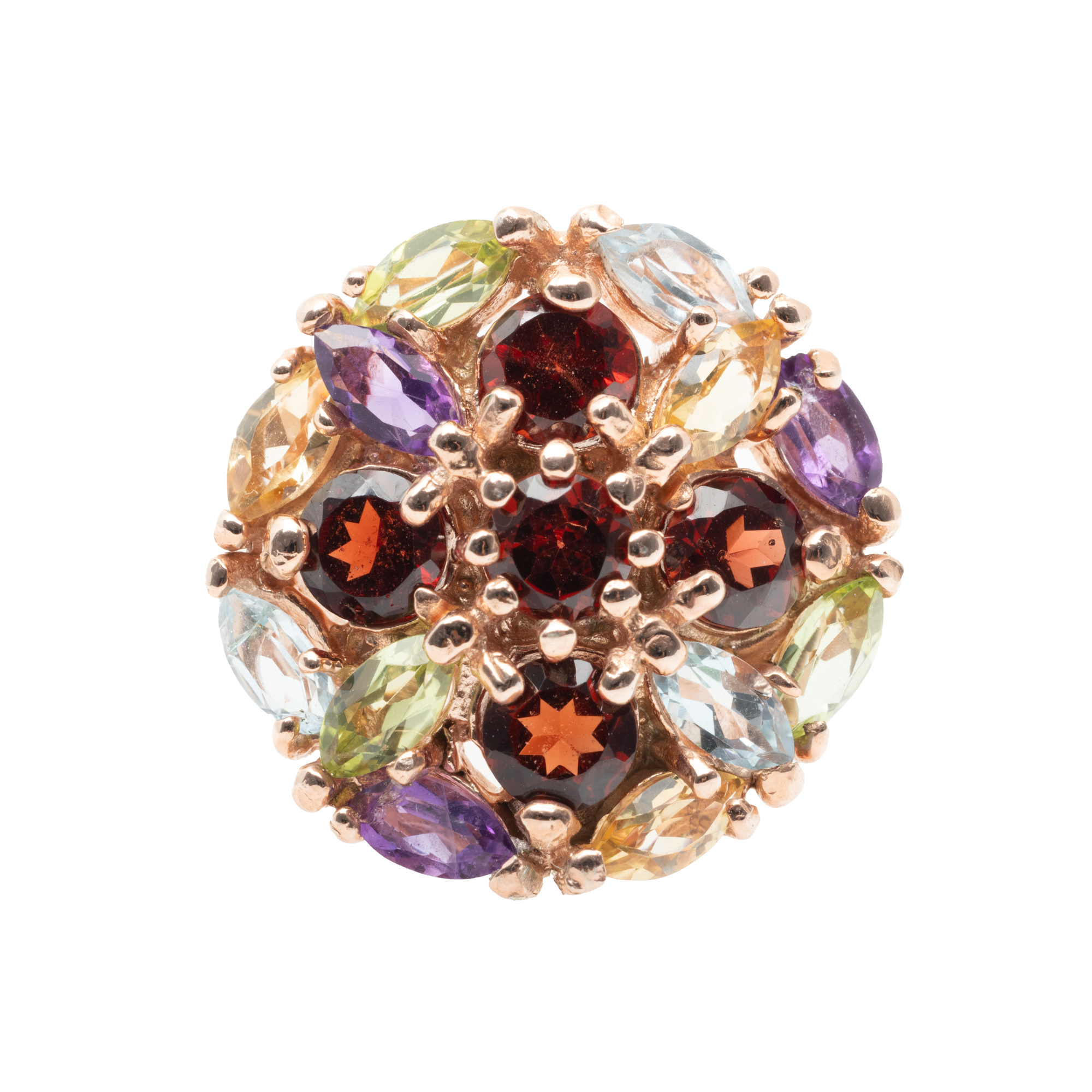 Gilded silver ring, adorned with multicolored stones