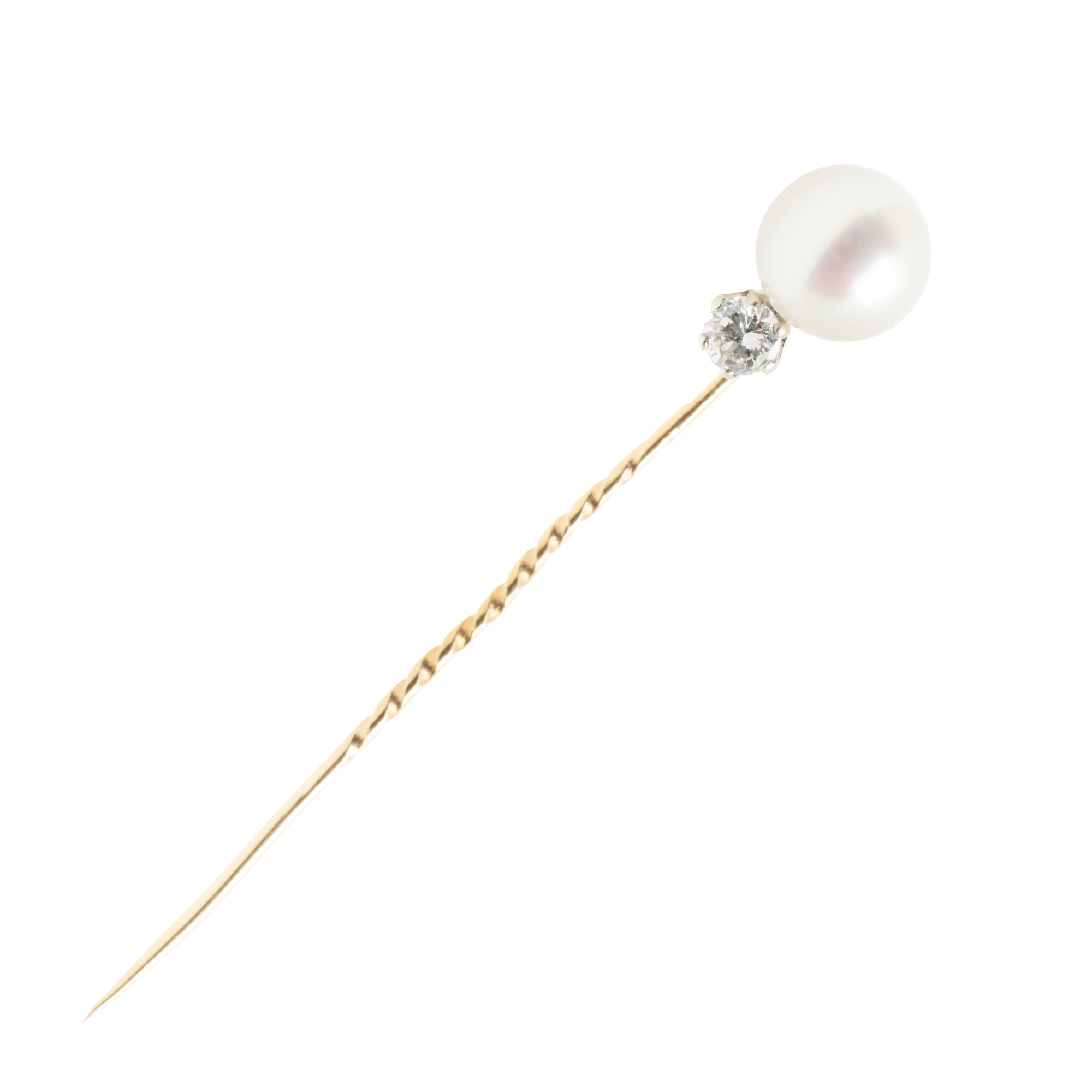 Pin din aur, ornat cu perlă și diamant