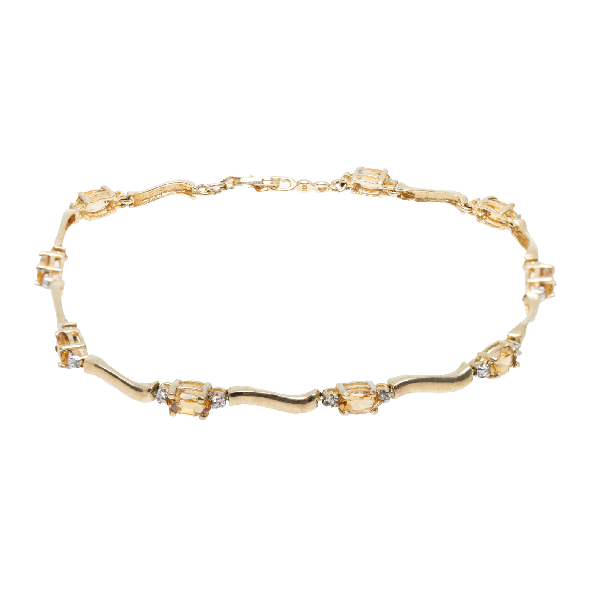 Gold bracelet, decorated with citrines and diamonds