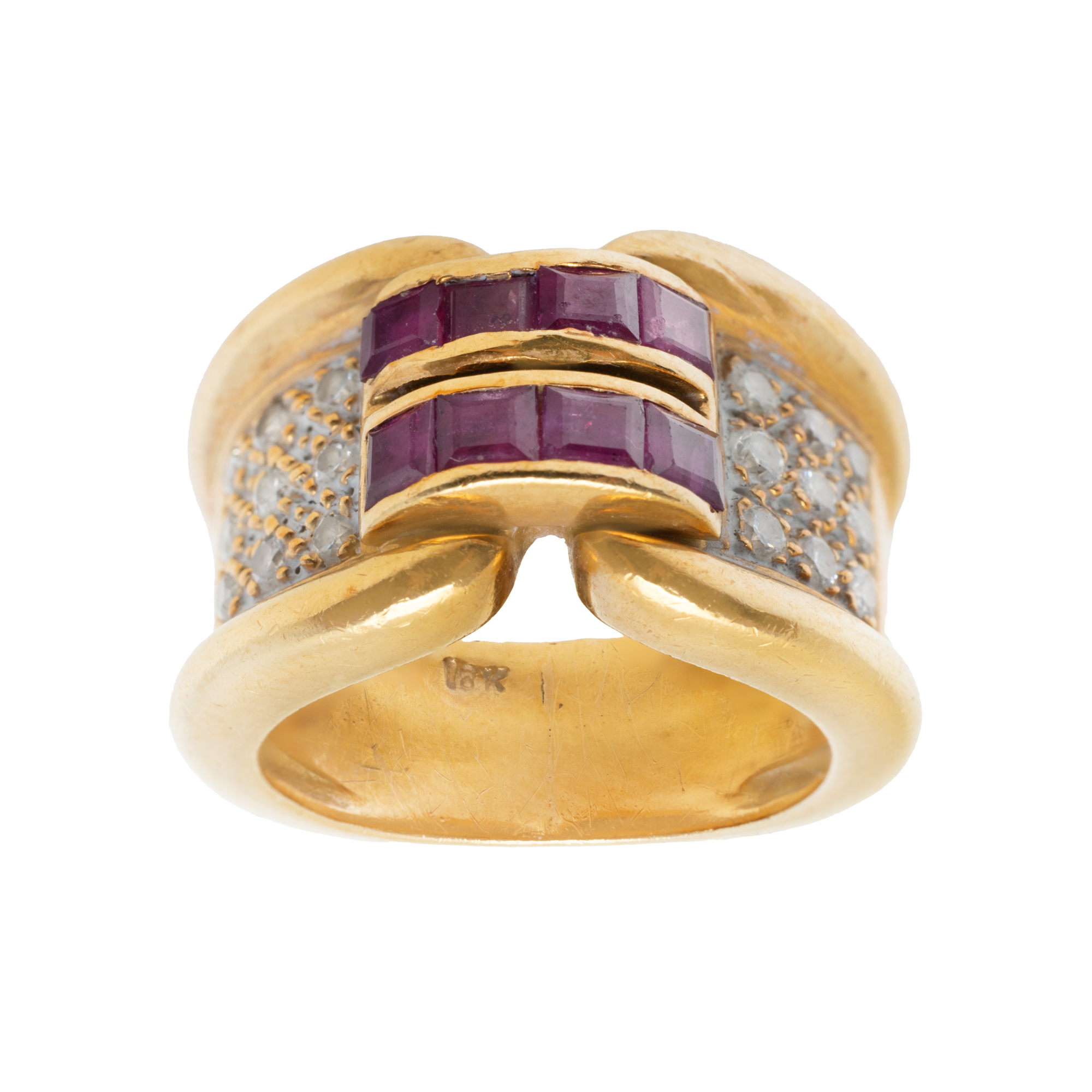 Gold ring, decorated with rubies and diamonds