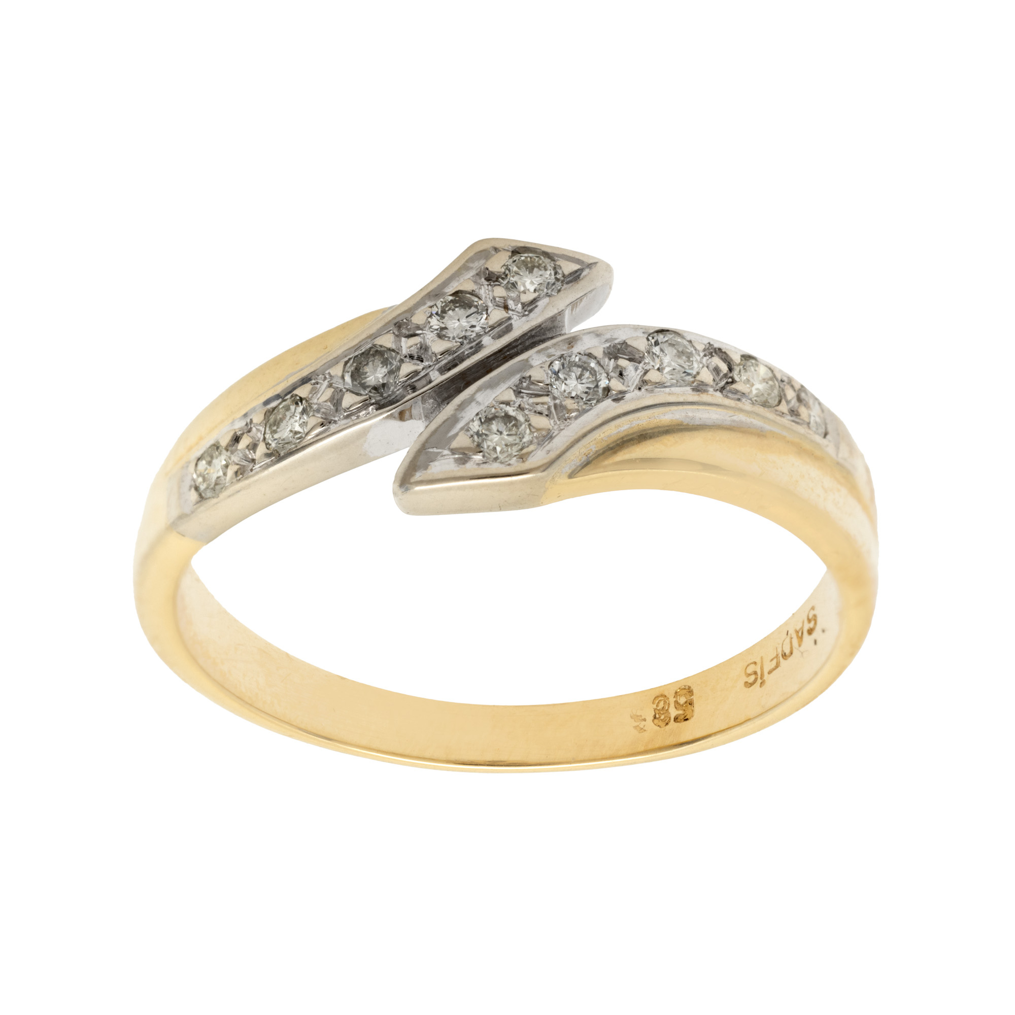 Bicolor gold ring, decorated with diamonds