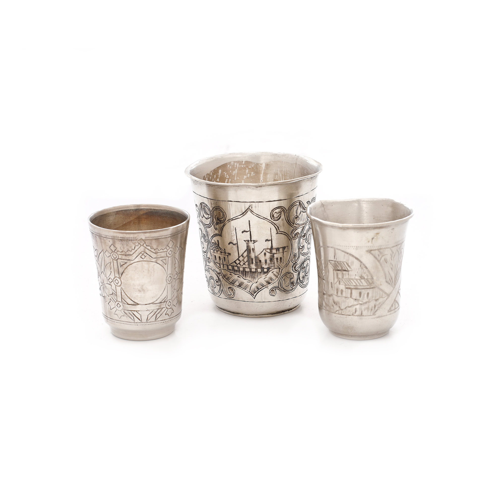 Set de trei pahare din argint rusesc, cca. 1866-1892