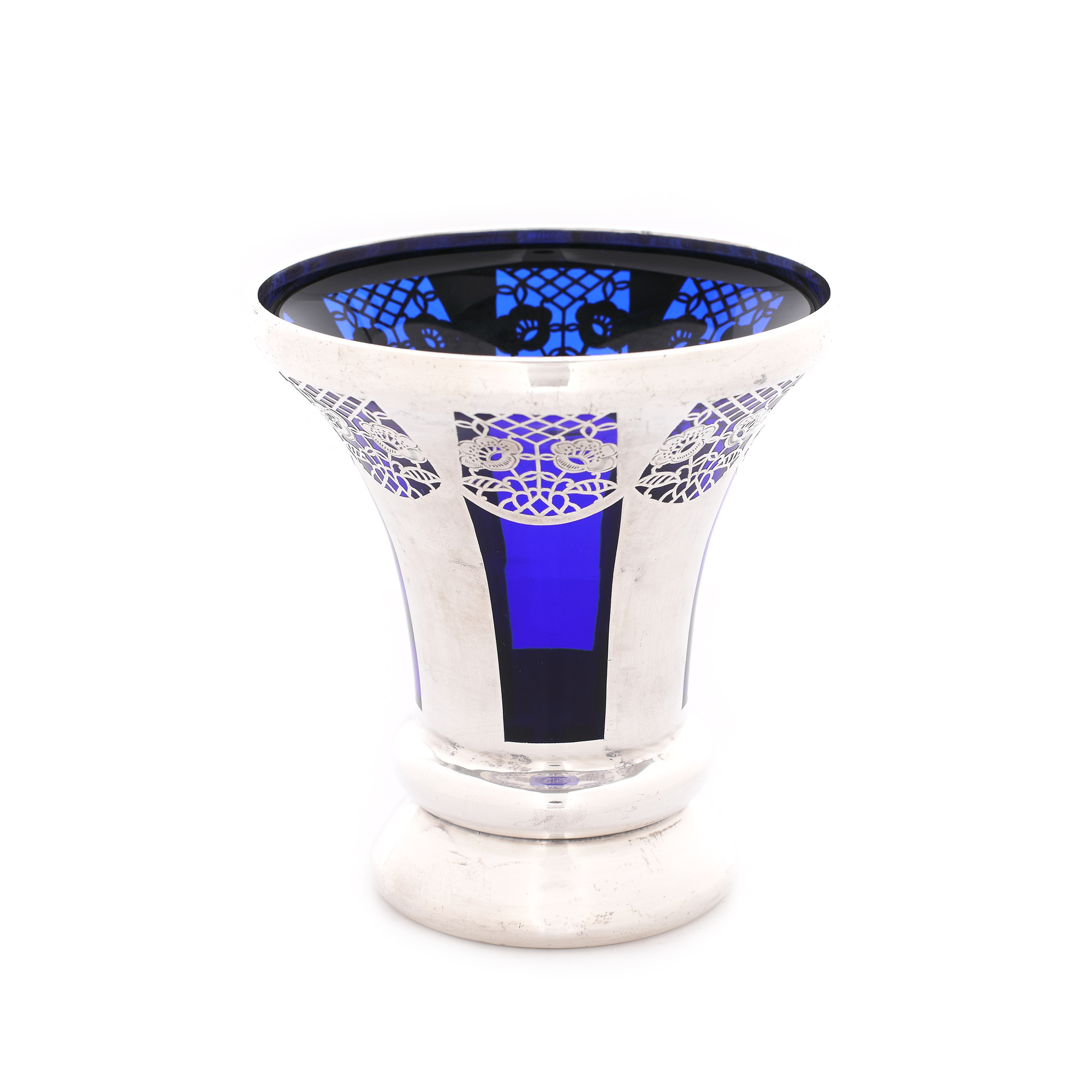 Vas Jean Beck, Art Deco, din cristal ornamentat cu argint pur, cca. 1920