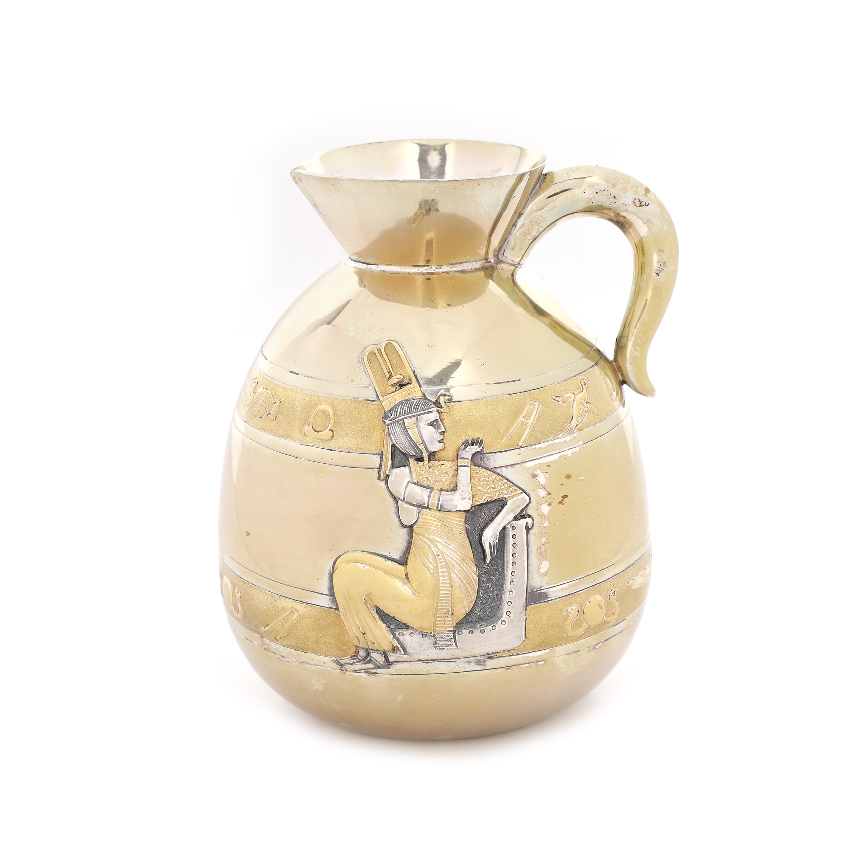”Egyptian revival” - vas cu ansă, din argint parțial aurit, executat manual