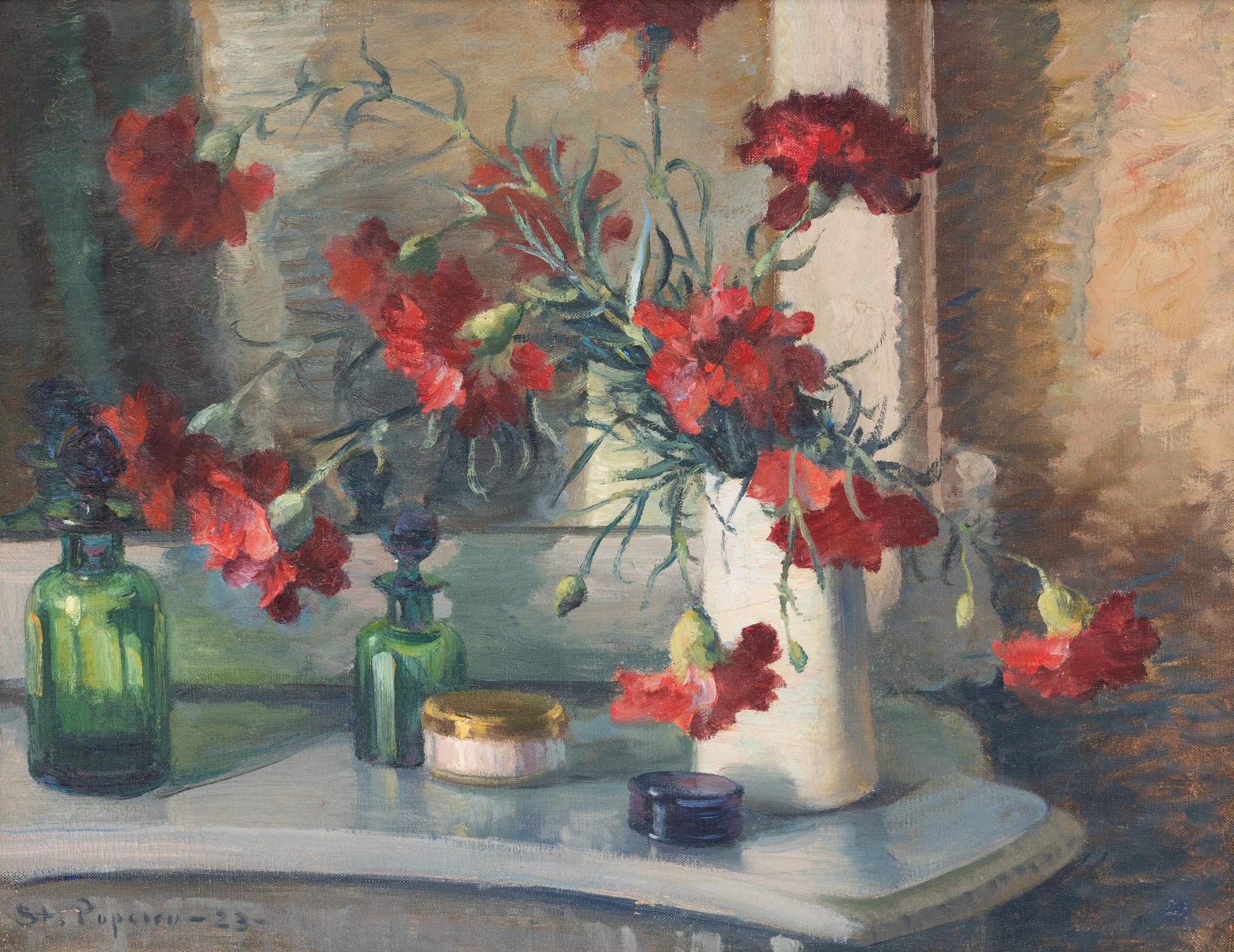 Frame with Perfume and Carnations