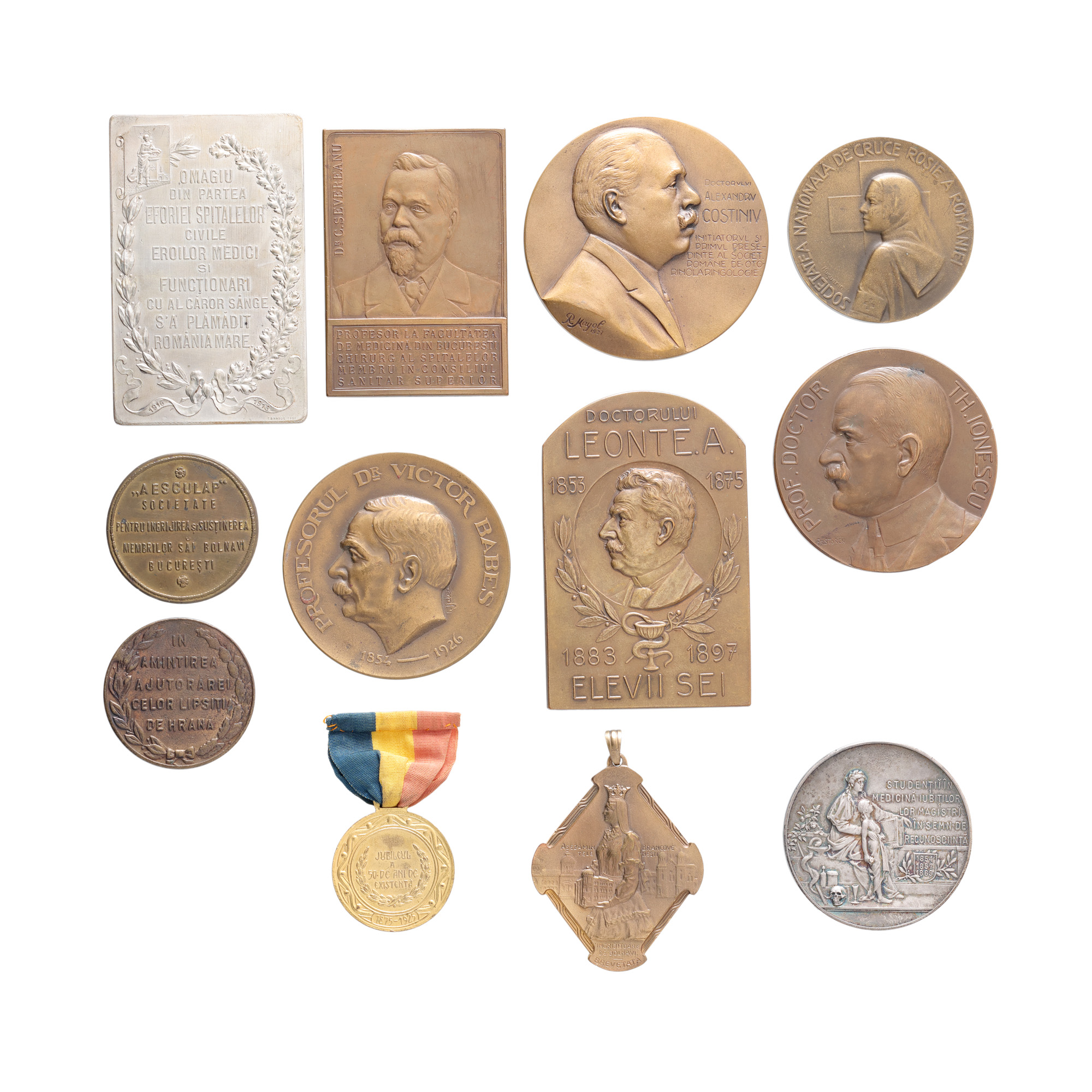 Lot complex consisting of 12 medals and plaques, with medical theme, regal period, beginning of the 20th century