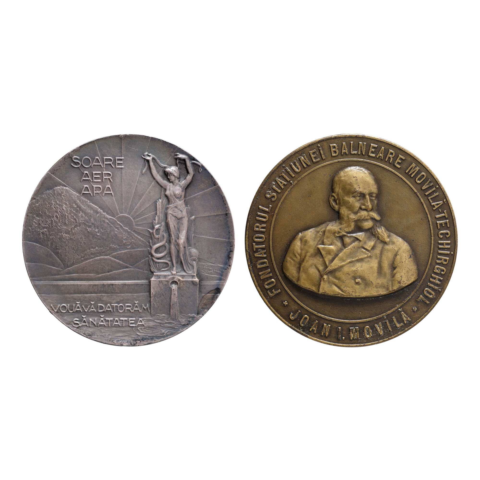 Lot consisting of two medallions, with balneoclimatic theme, regalist period, beginning of the 20th century