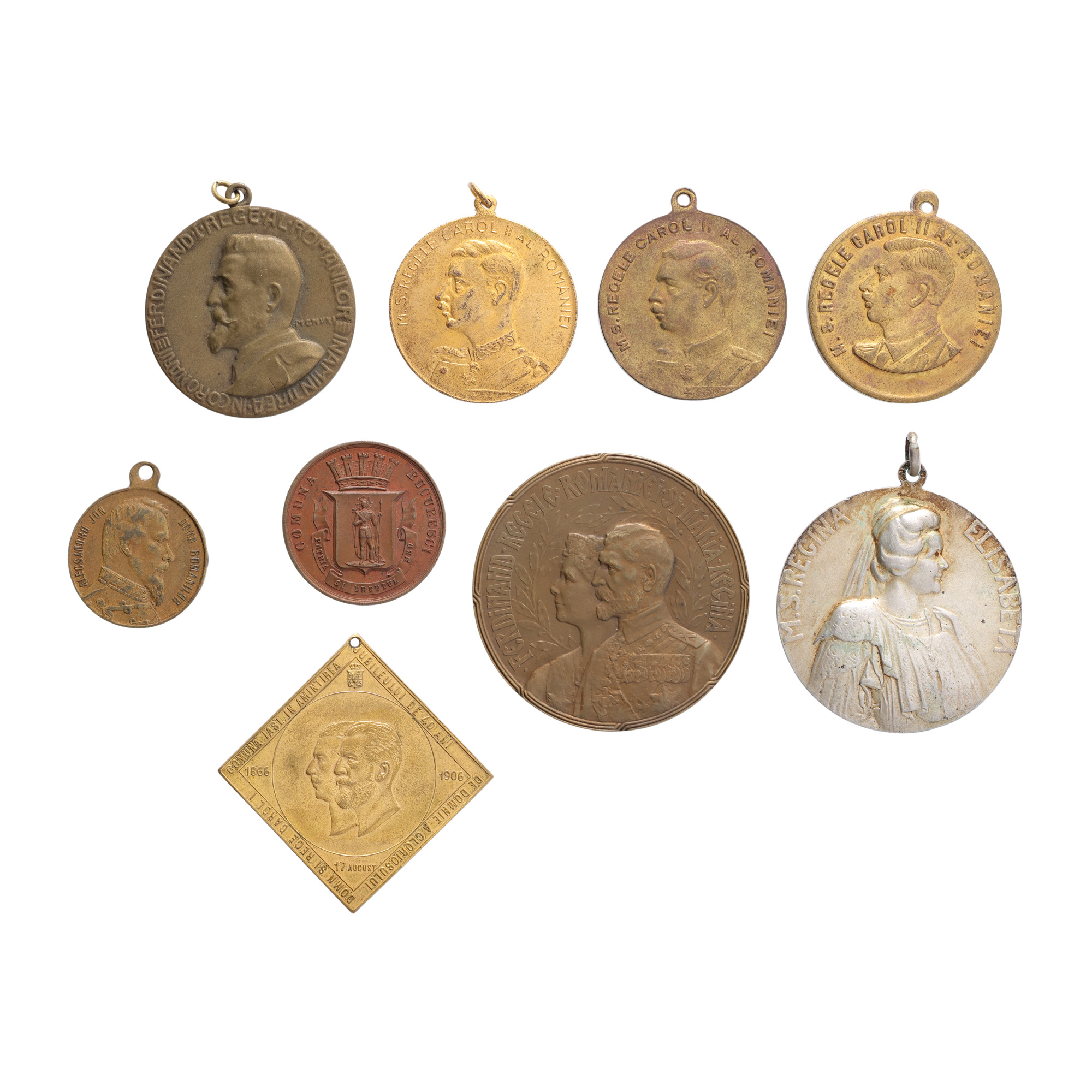Lot of nine medals, themed around the royal family, regalist period, beginning of the 20th century