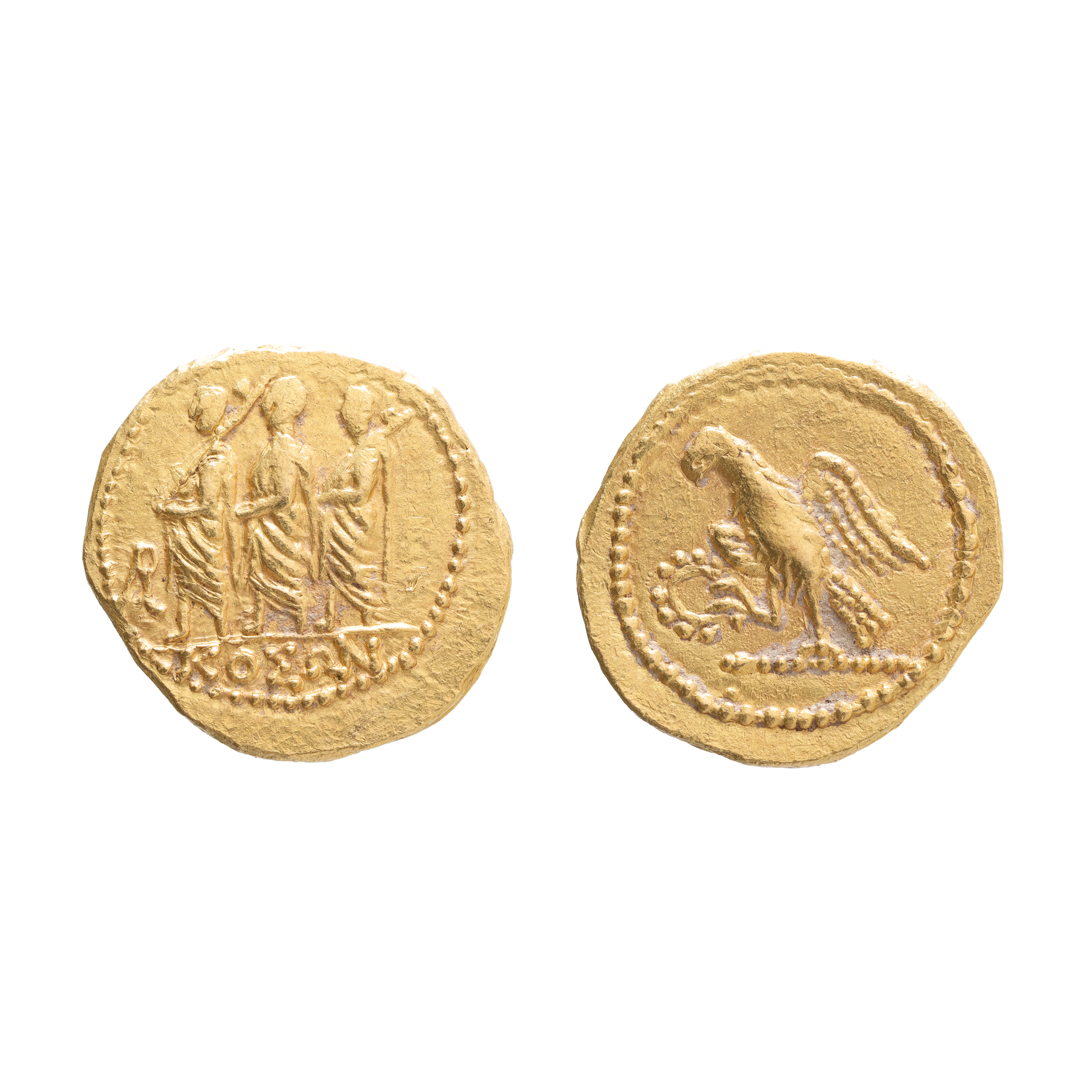 Monedă Stater tip Koson, Dacia, jumătatea sec. I î.e.n., aur, piesă muzeală, provine din colecția numismatului elvețian Markus Weder