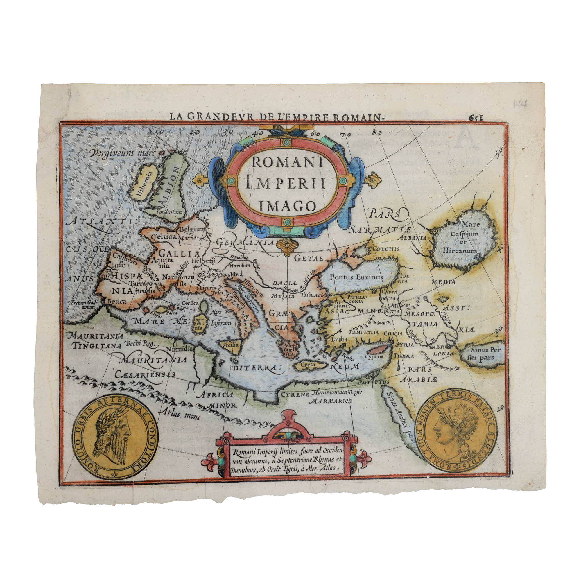"Historical Map 'Roman Empire', by Giacomo Lauro, Rome, early 18th century"