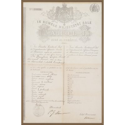 Passport issued during the reign of King Carol I, 1903