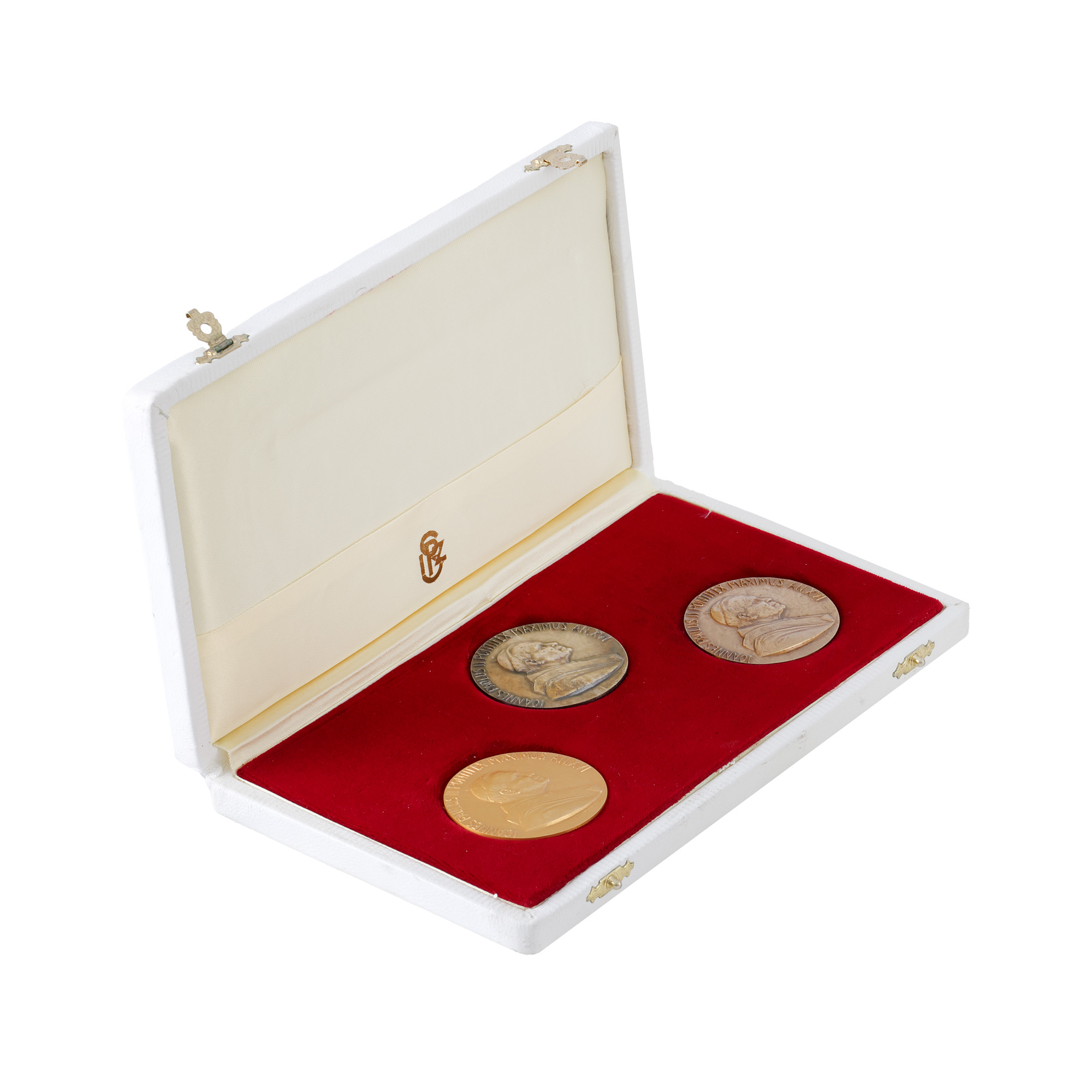 Set comemorativ al Statului Papal, medalia oficială a anului XVI de pontificat al Sanctității Sale Ioan Paul al II-lea, aur, argint și bronz, în cutia originală și însoțit de certificat de autenticitate, de colecție