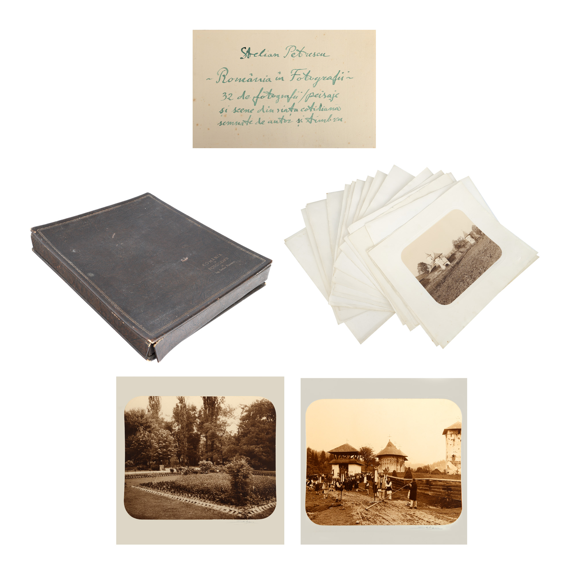 "Map of 'Romania in Photos' by Stelian Petrescu, with 32 landscapes and everyday life scenes, with the author's holograph signature, in the original box"