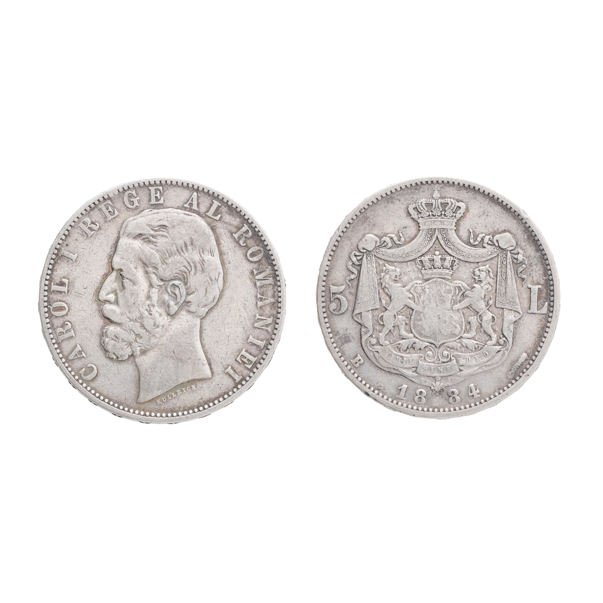 Monedă 5 Lei 1884, argint