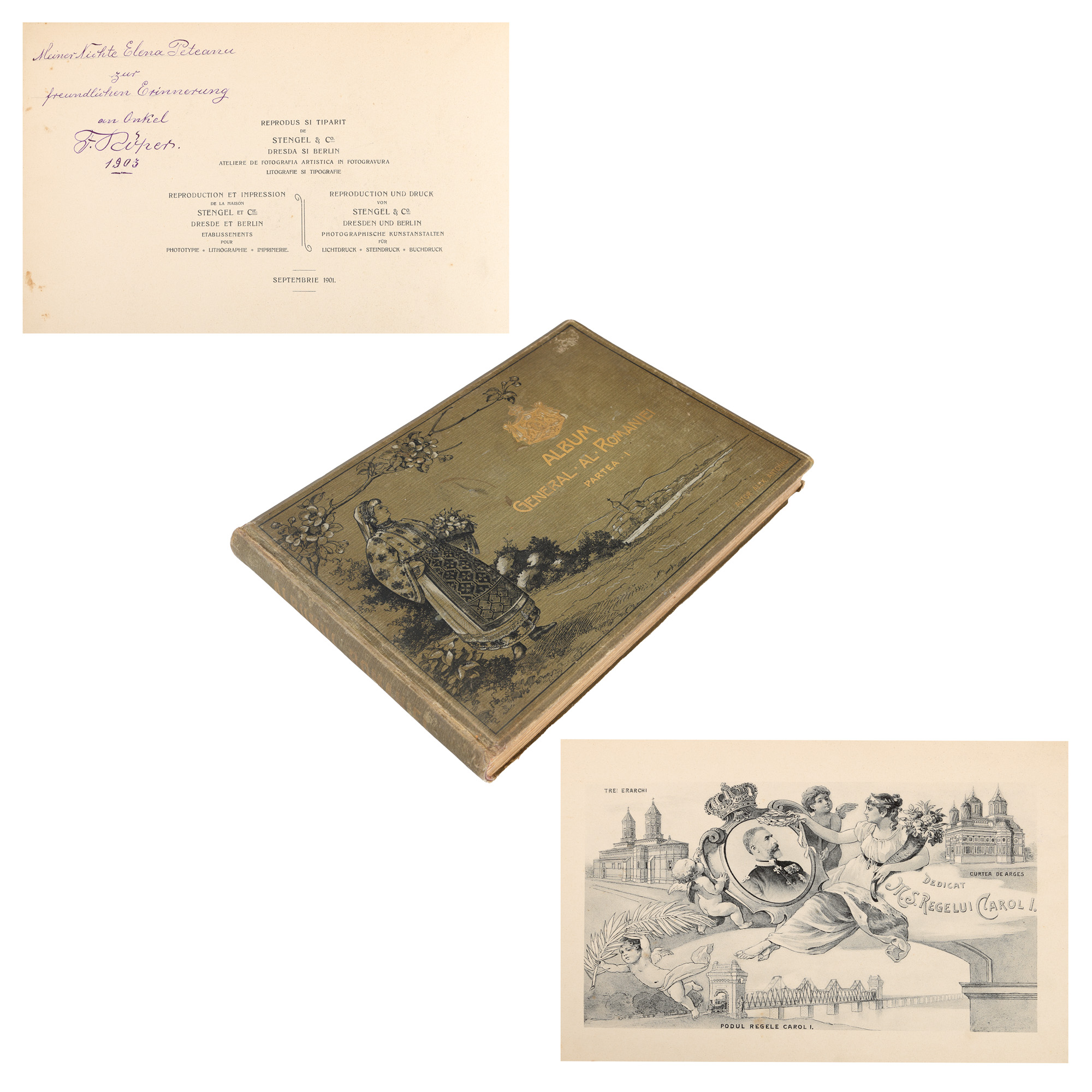 Alexandru Antoniu, ”Album general al României”, partea întâi, compusă din 100 de tablouri, tipărit la Dresda și Berlin, 1901, ediție de lux