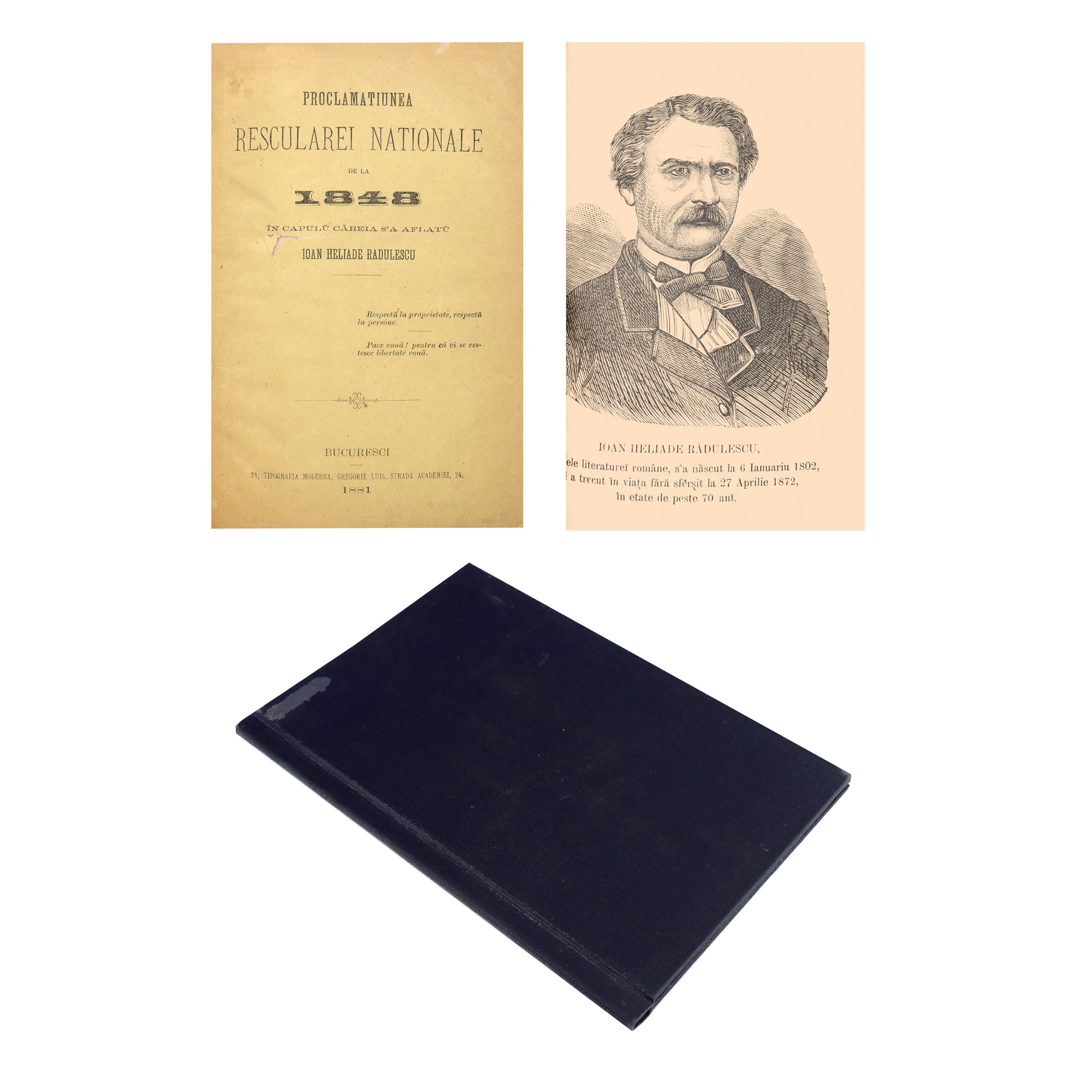 "The Proclamation of the National Uprising of 1848, led by Ion Heliade Rădulescu", Bucharest, 1881, a rare piece