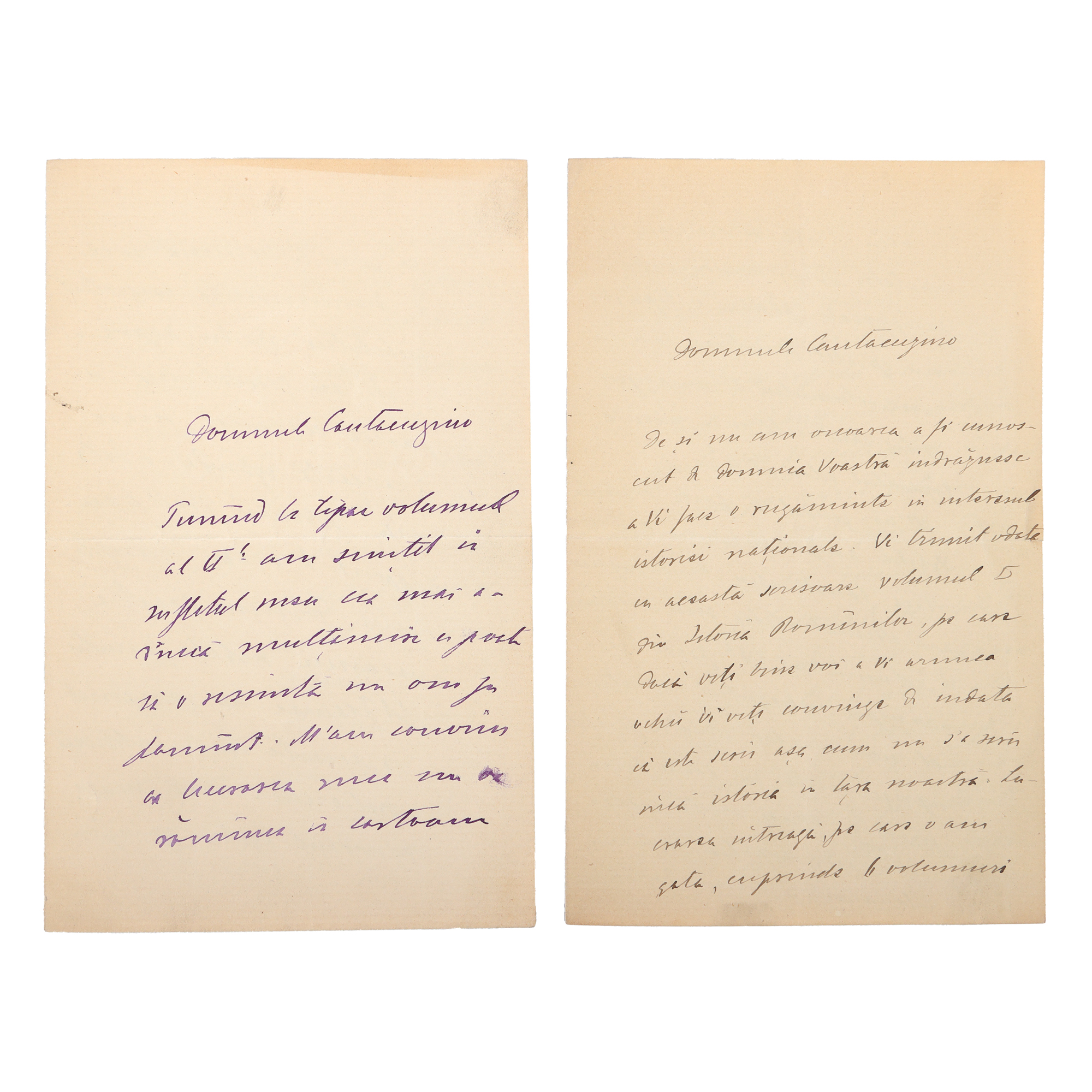 Lot format din două scrisori de la istoricul Alexandru D. Xenopol către un membru al familiei Cantacuzino, Iași, 1888