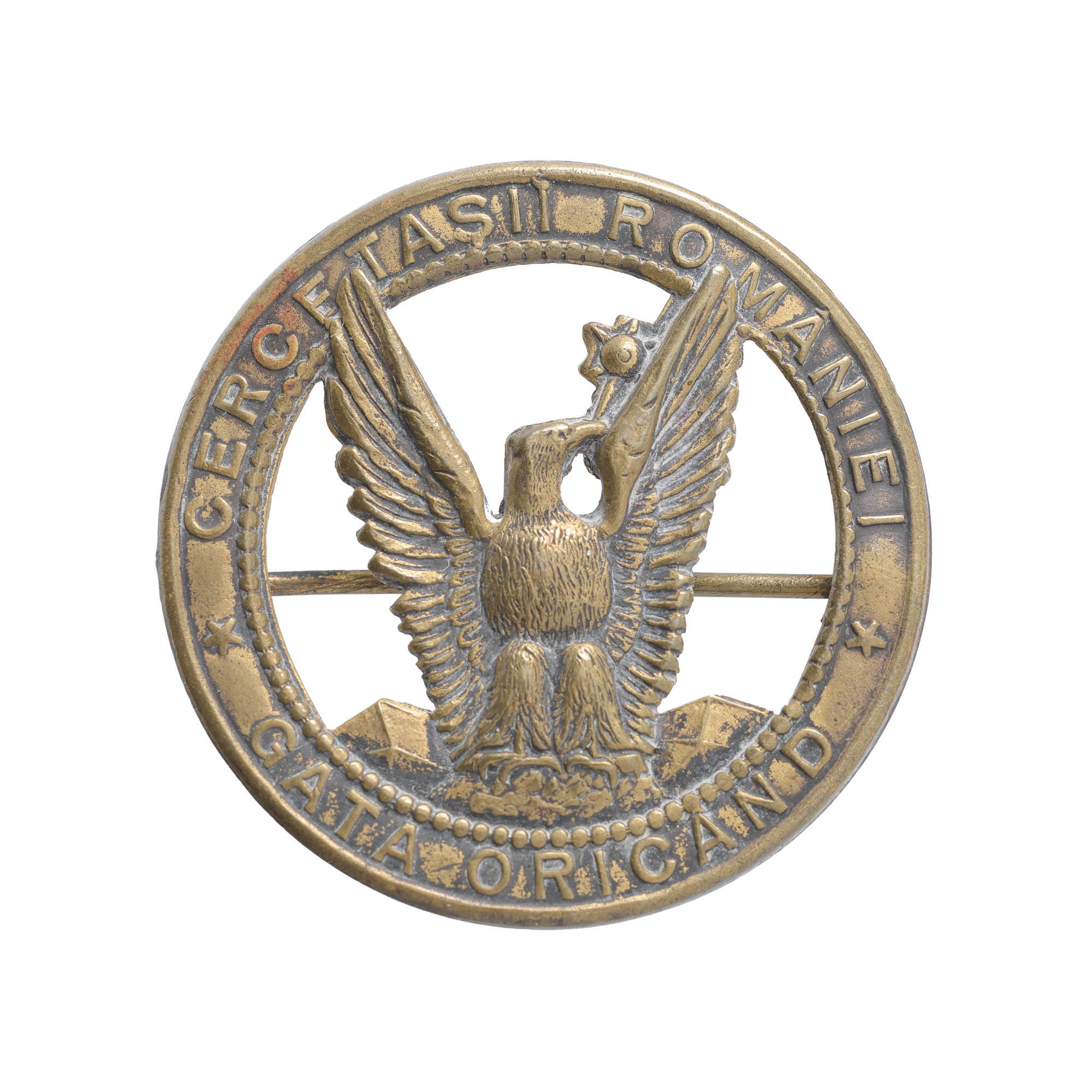 Primul model de insignă a cercetașilor români din Primul Război Mondial, 1916, piesă rară