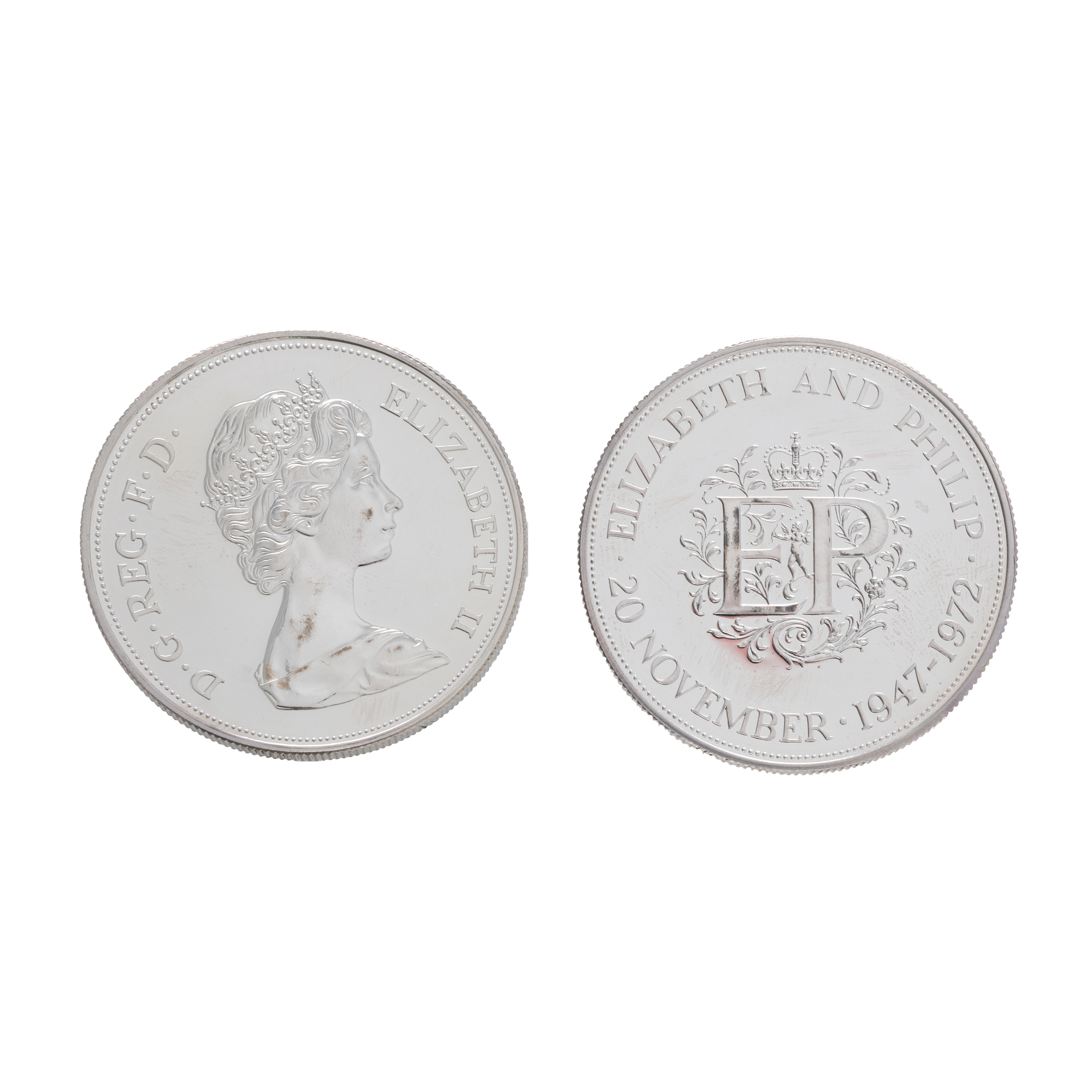 Anniversary Coin Silver Wedding Queen Elizabeth II and Prince Philip, accompanied by original box, Great Britain, 1972