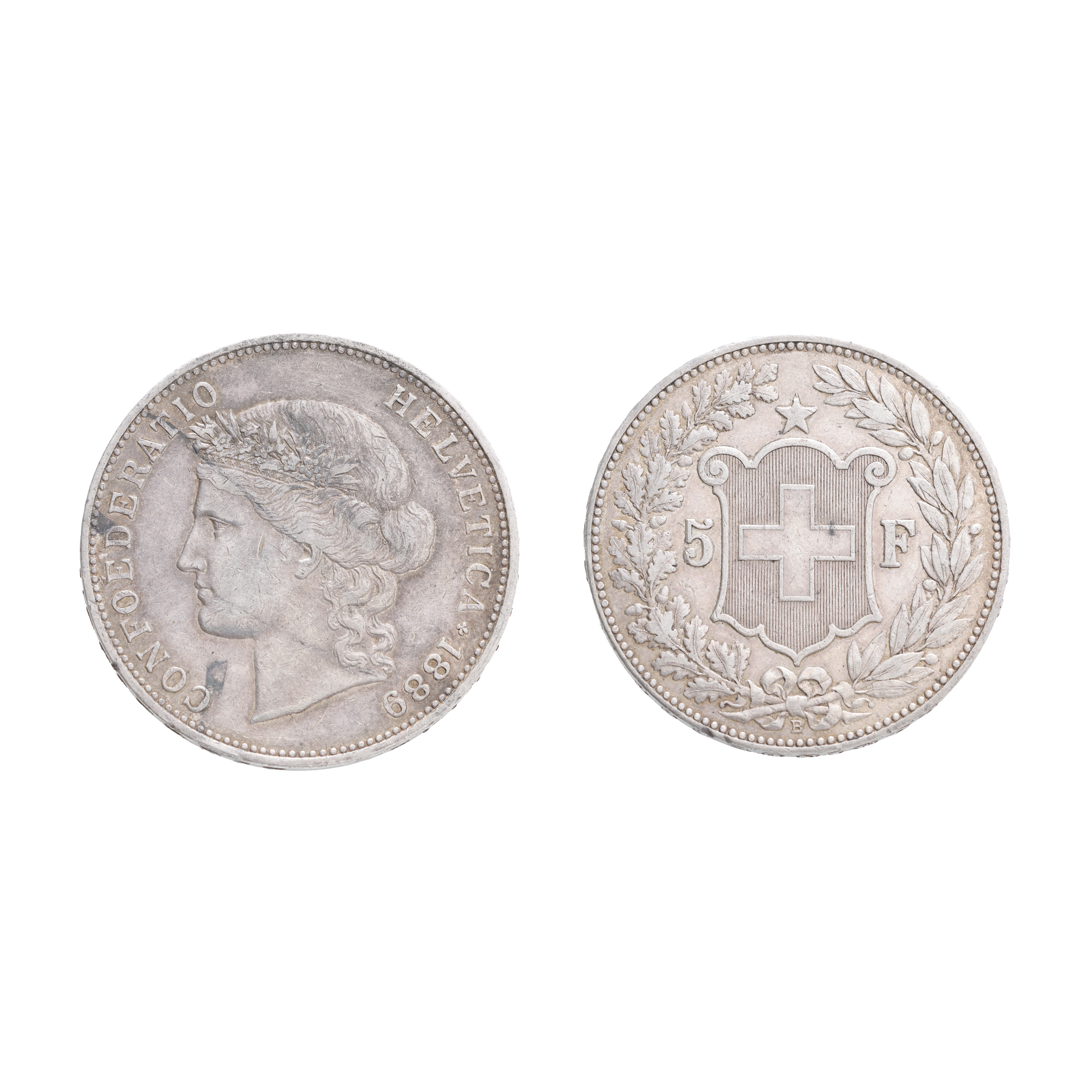 Monedă 5 Franci 1889, Elveția, argint