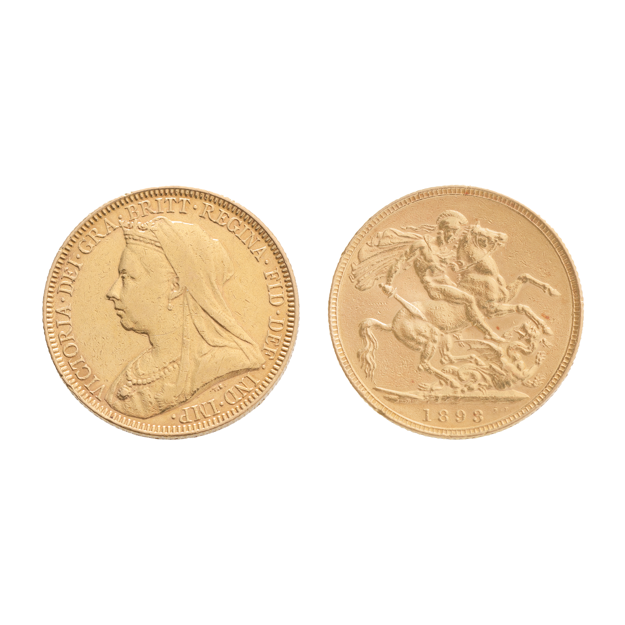 1 Sovereign Coin 1893, Queen Victoria, Great Britain, gold