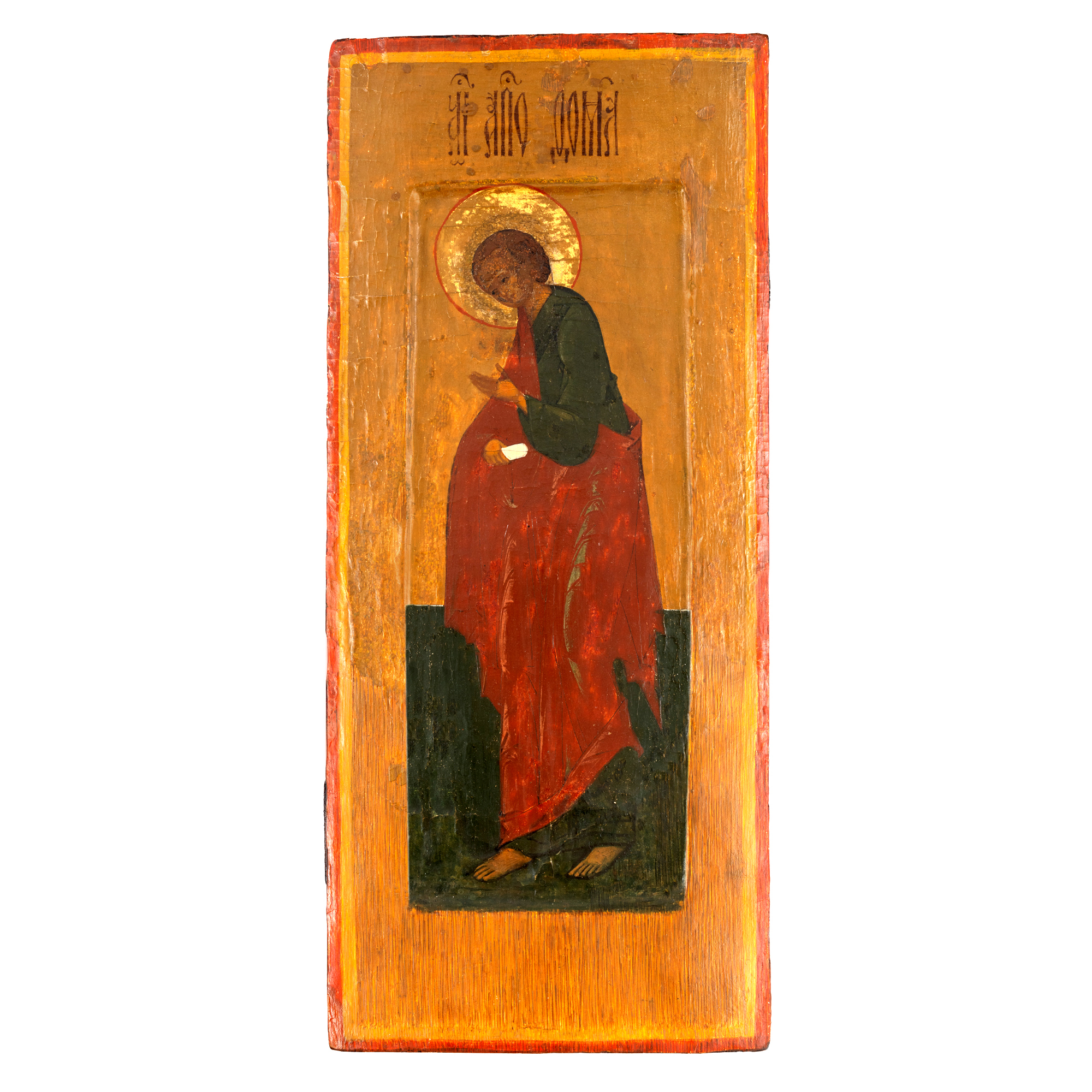 Icon on wood, "Saint Apostle Thomas", Russian school, first half of the 17th century, rare piece