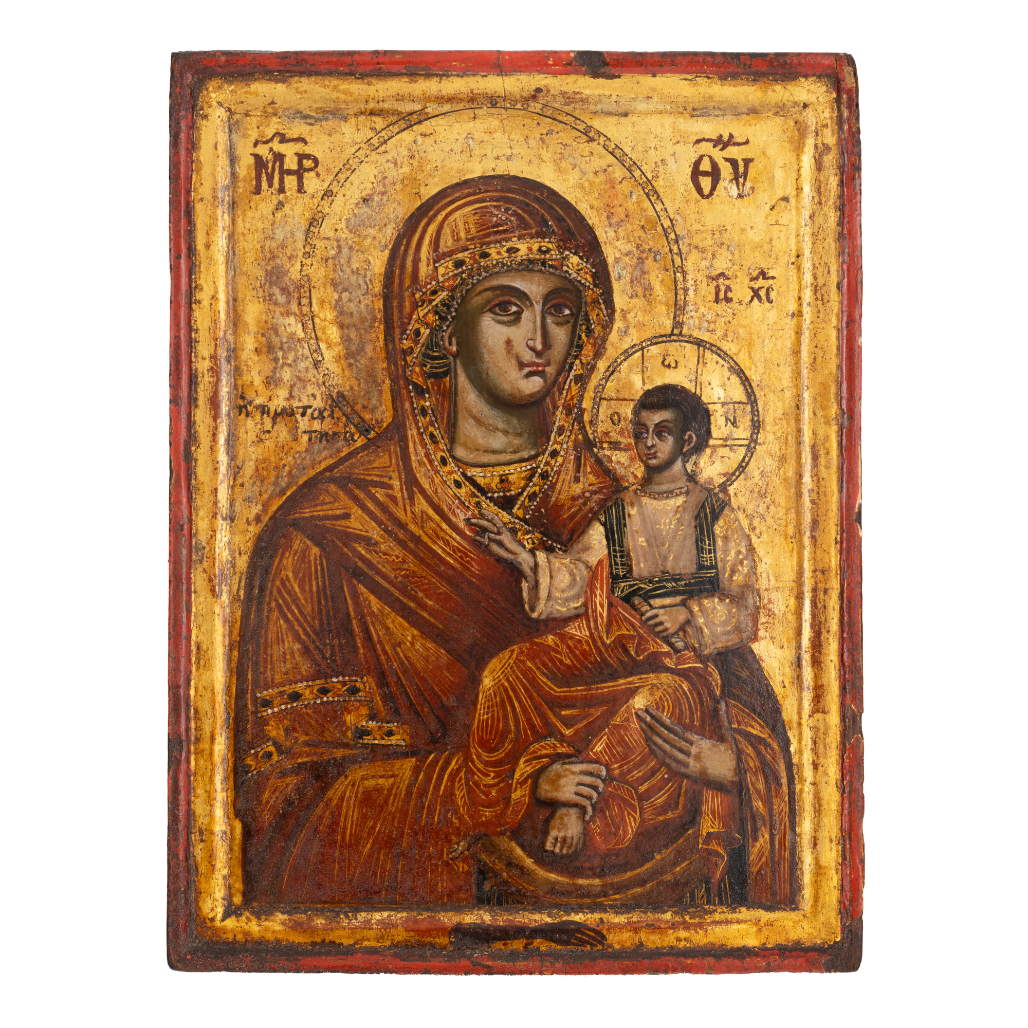 Icon on wood, "Mother of God with the Infant", Greek school, towards the end of the 16th century, rare, collectible piece