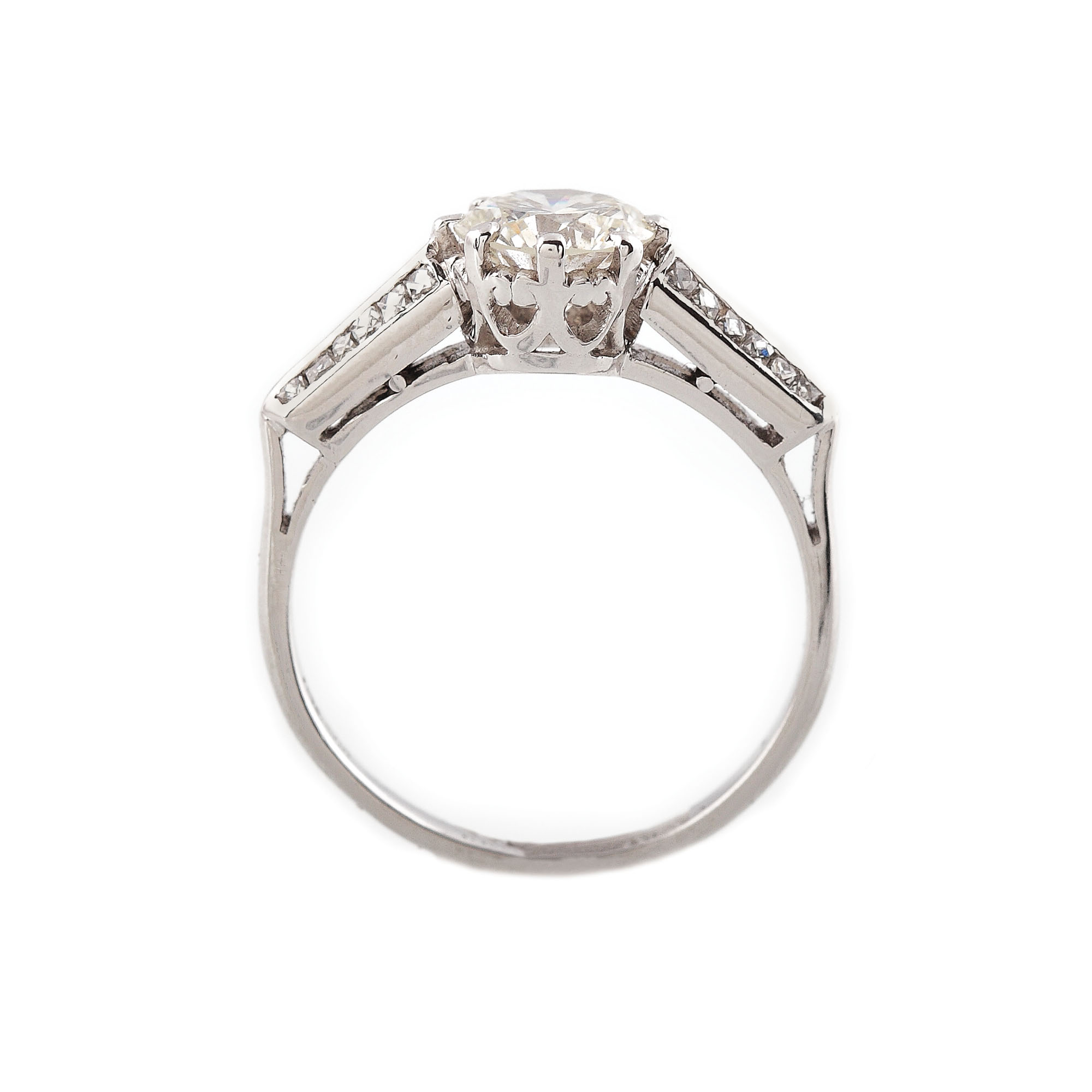 Inel solitaire din platină, ornat cu diamant 1,3 ct., însoțit de certificat Anchorcert