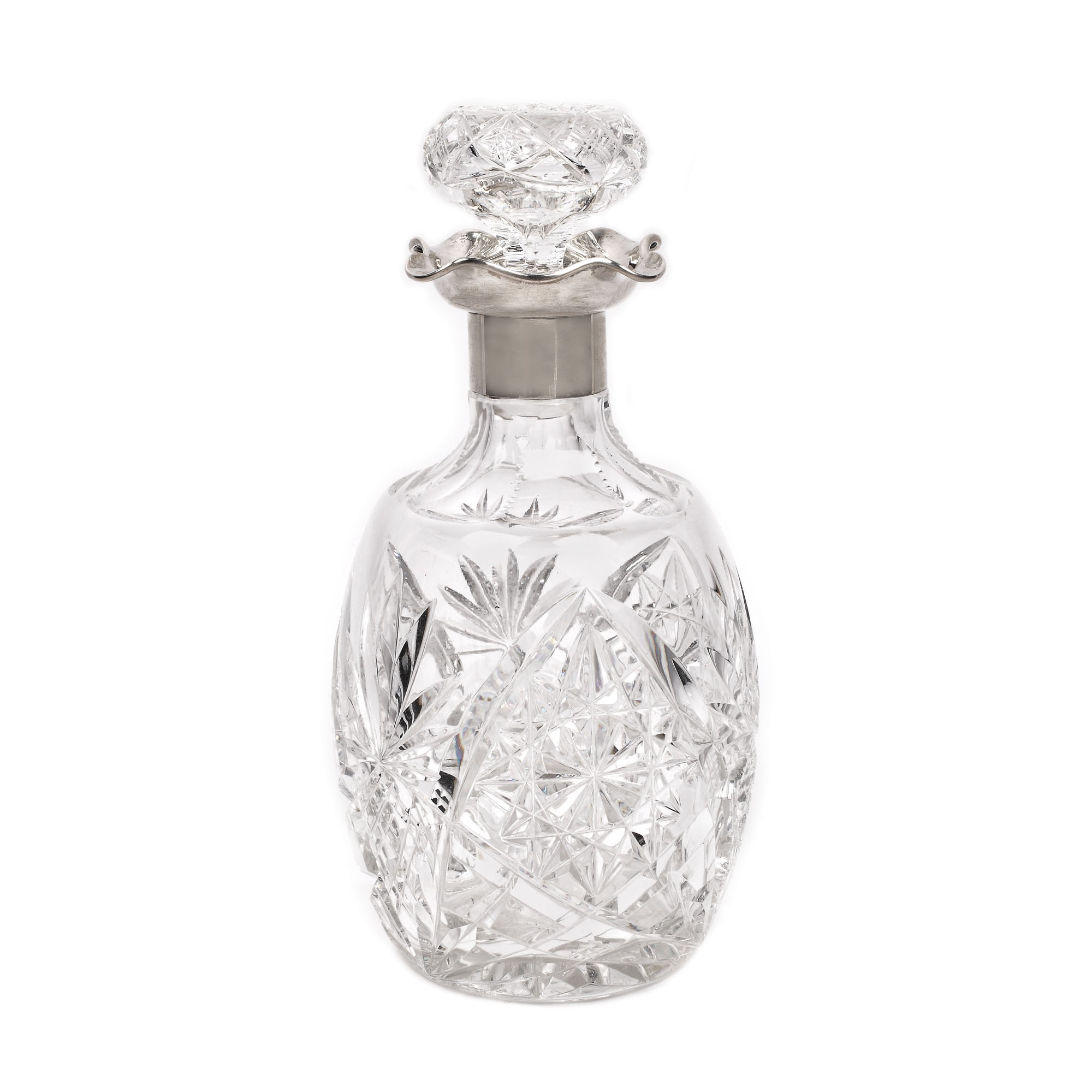 Flacon pentru whisky, din cristal gravat și argint, atelier german, cca. 1930