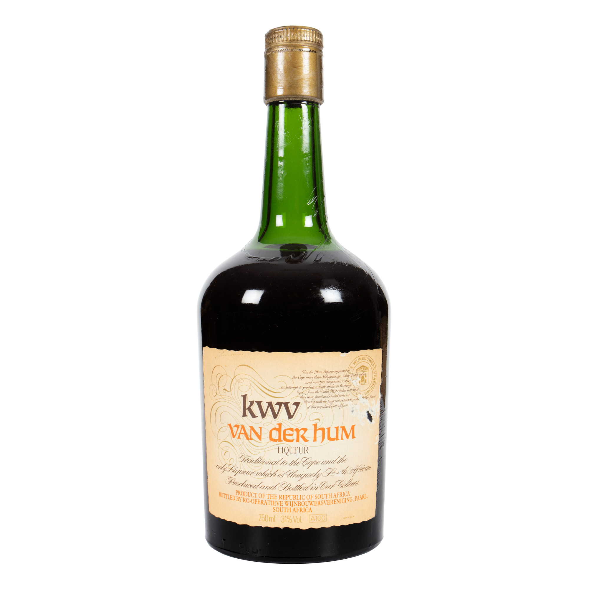 KWV Van Der Hum Liqueur "Originated At The Cape More Than 300 Years Ago", 1970s, 1st x 0.75l