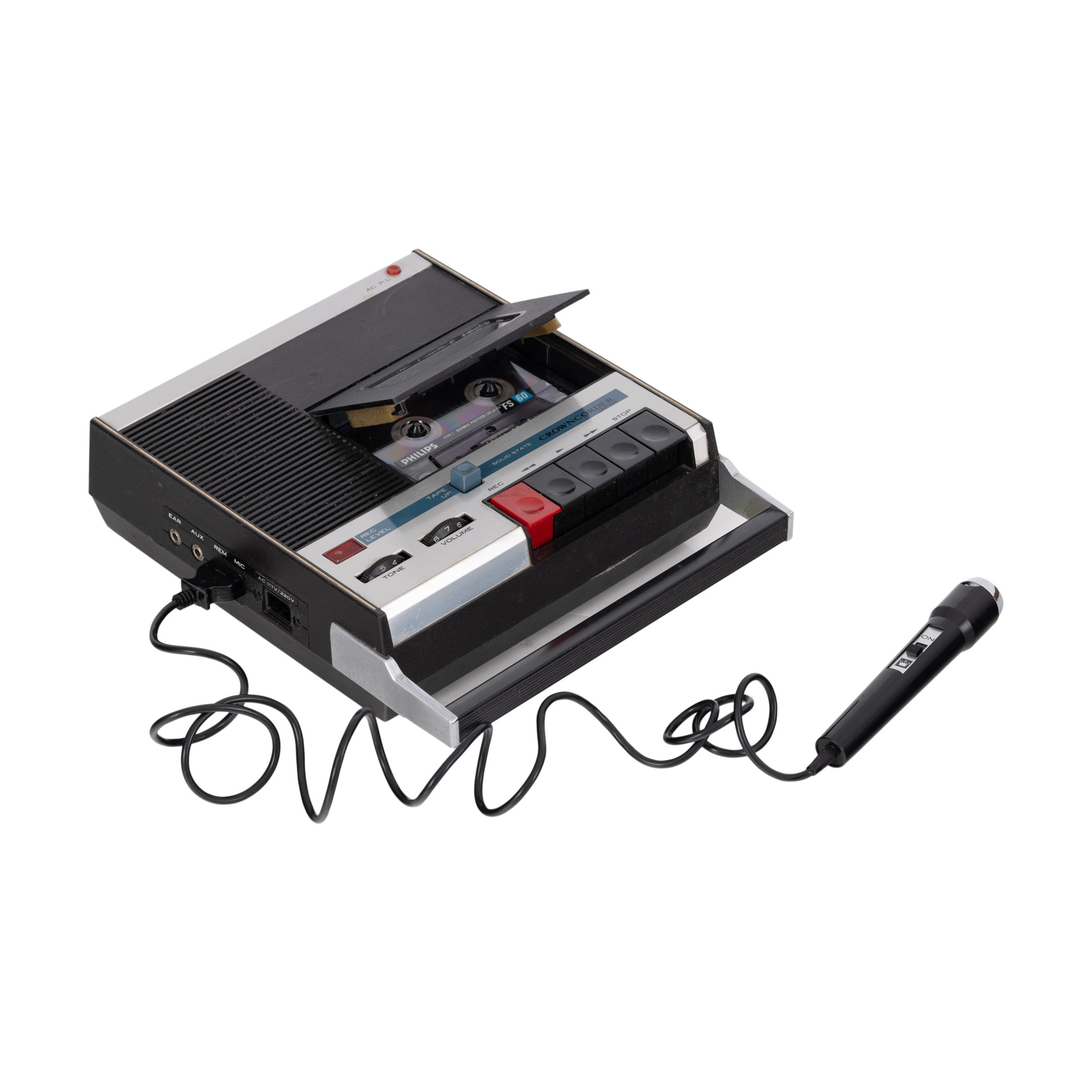 Crown Radio Corp. Cassette Player, audio recorder/player, in leather travel case, Japan, '70s