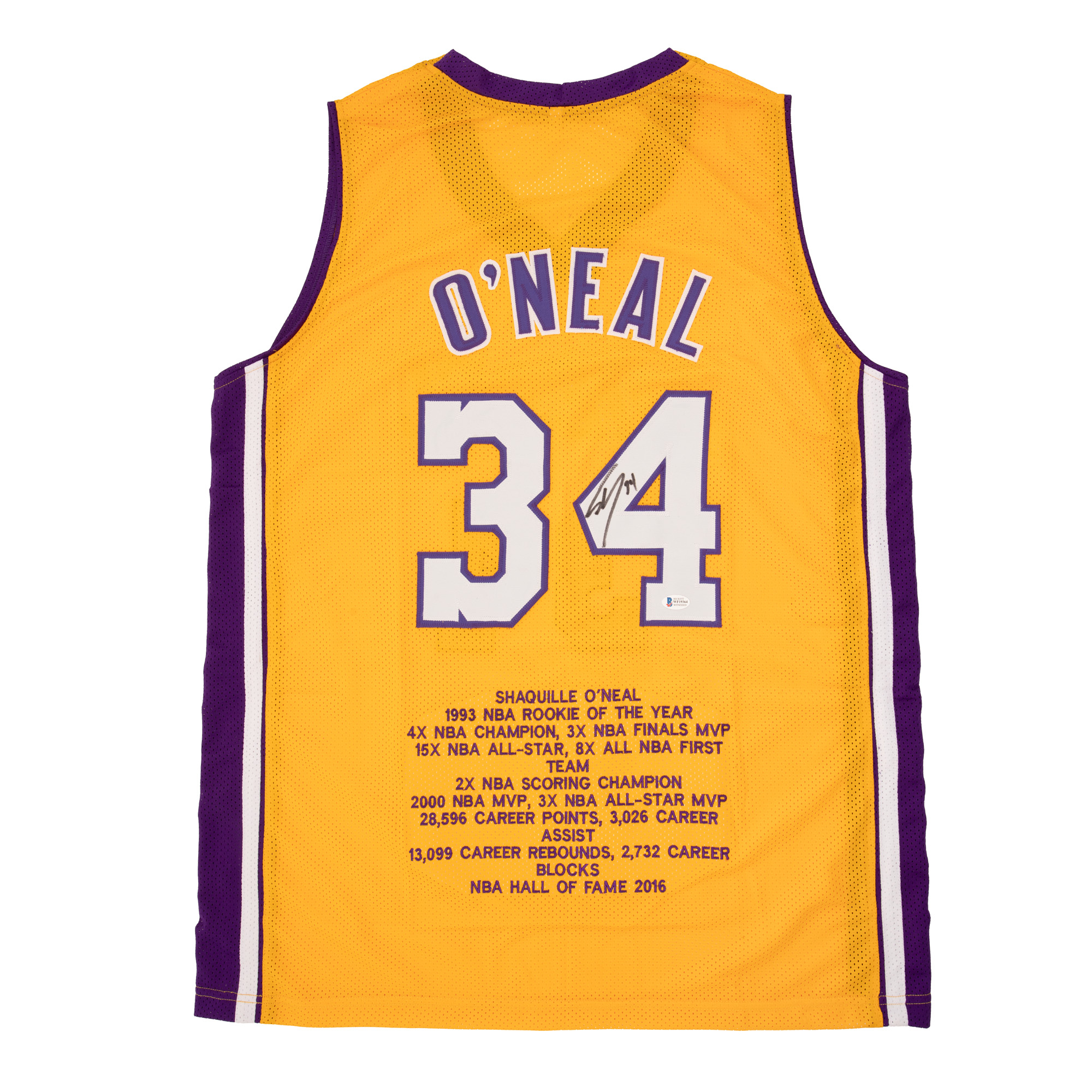 Tricou L.A. Lakers, cu semnătura olografă a sportivului Shaquille O'Neal
