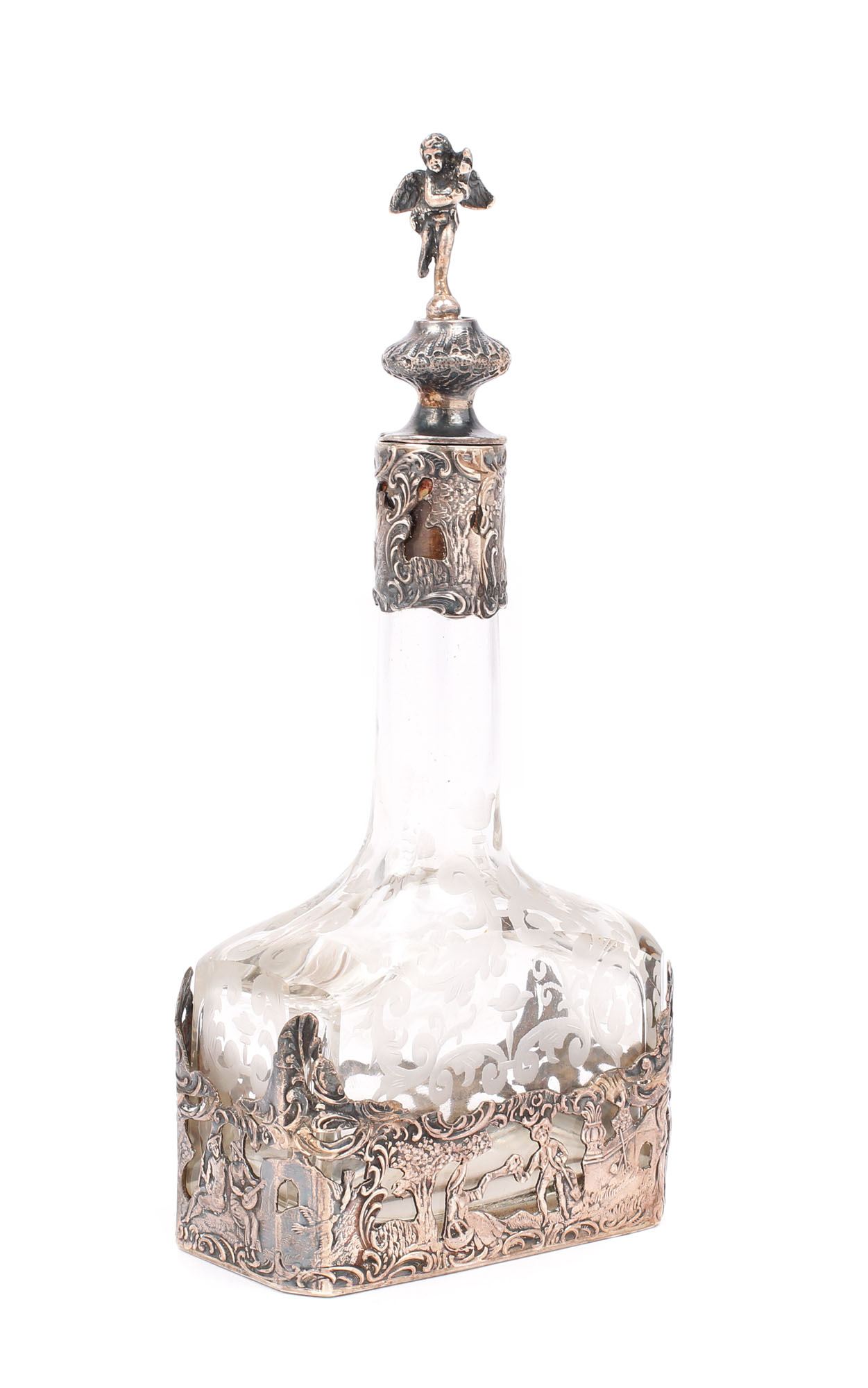 Decanter din argint Simon Rosenau, decorat în manieră Neo-Rococo, sfârşitul sec. XIX