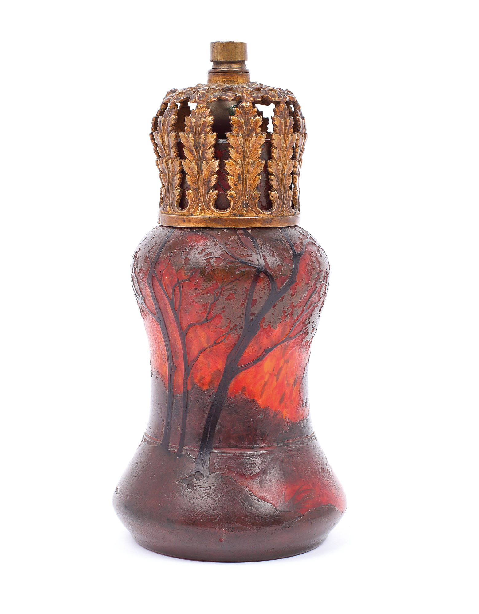 Lampă  Legras, decorată cu peisaj forestier