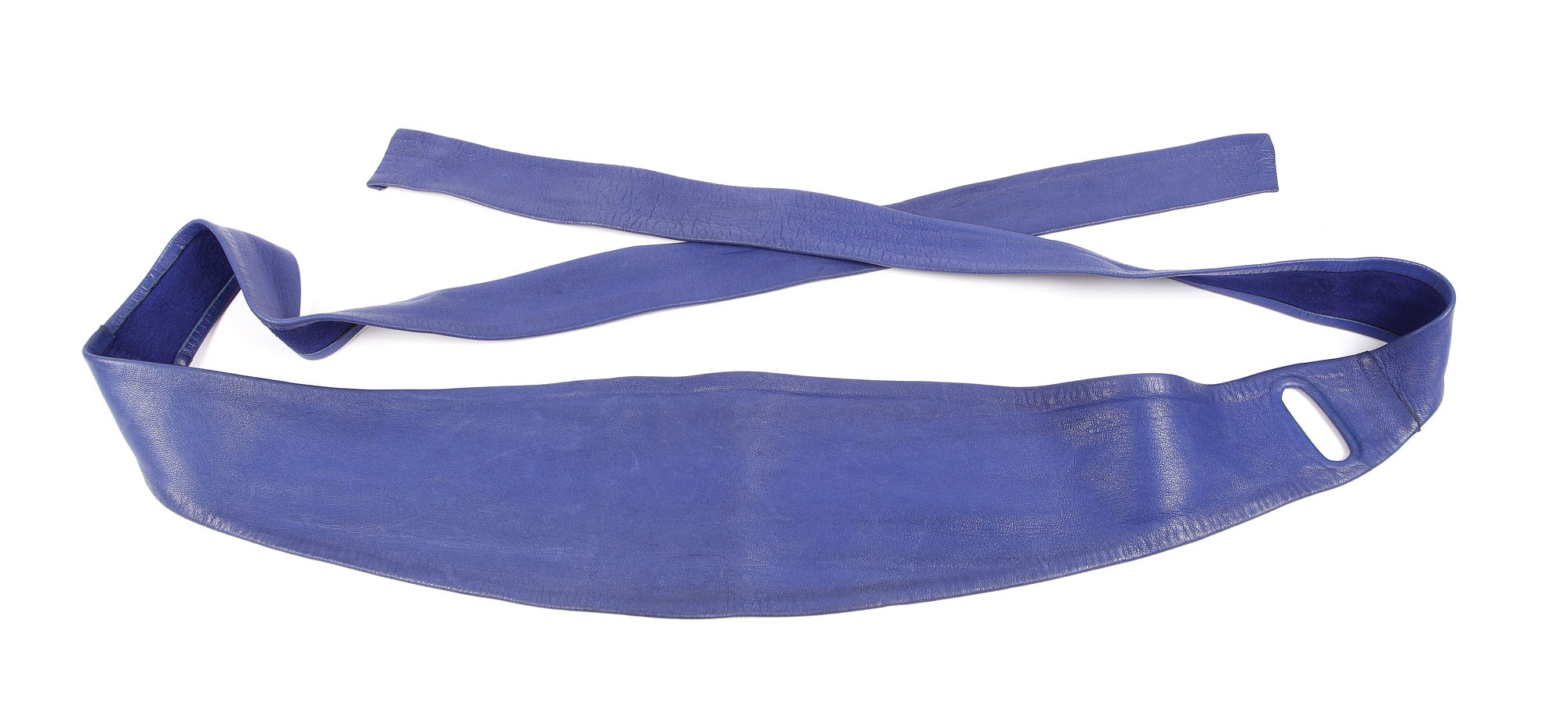 Curea-brâu Christian Dior vintage, din piele albastru cobalt