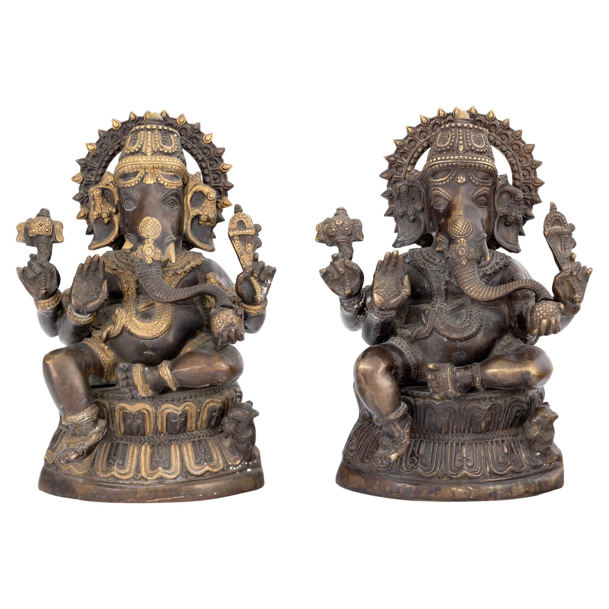 "Dancing Ganesha" - Pair of gilded bronze statuettes, from the collection of the former Secretary General of the Romanian-Indian Chamber of Commerce, Ileana Popescu