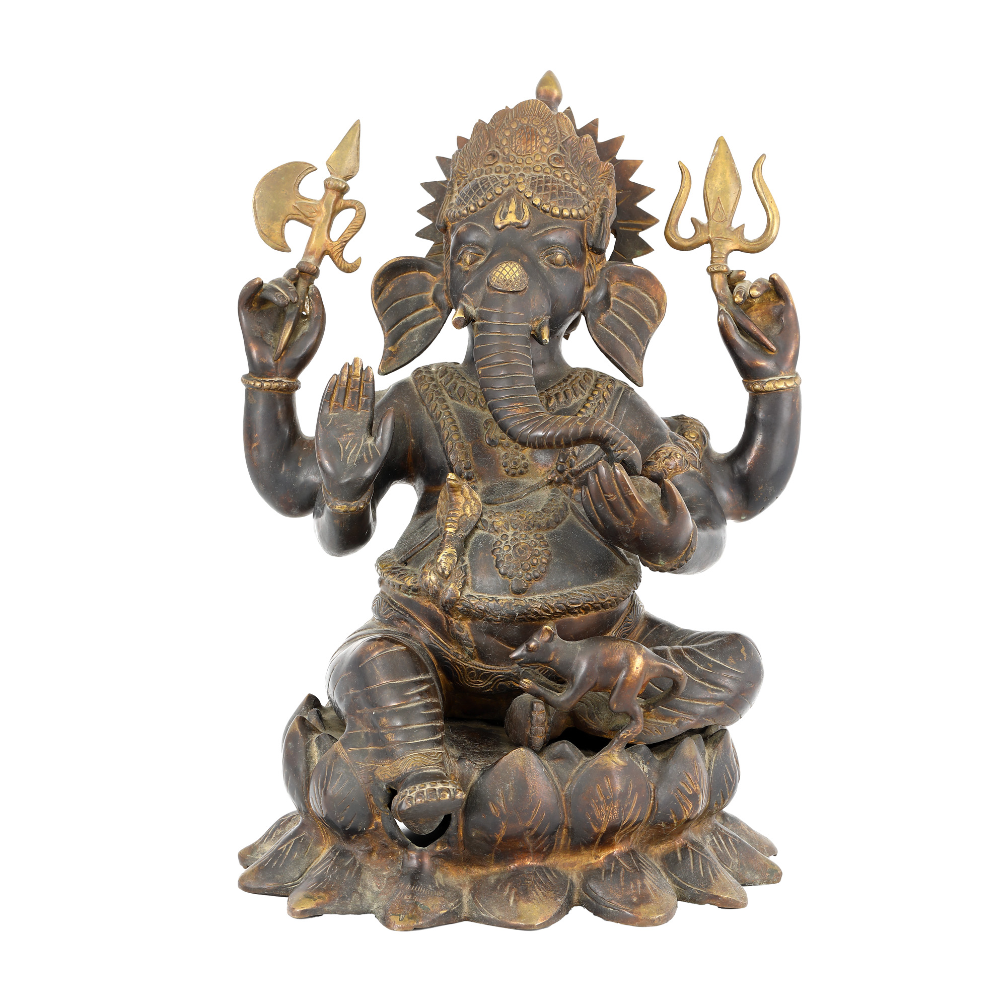 Statuetă din bronz aurit, reprezentându-l pe Ganesha dansând, provine din colecția fostului secretar general al camerei de comerț româno-indiene, Ileana Popescu
